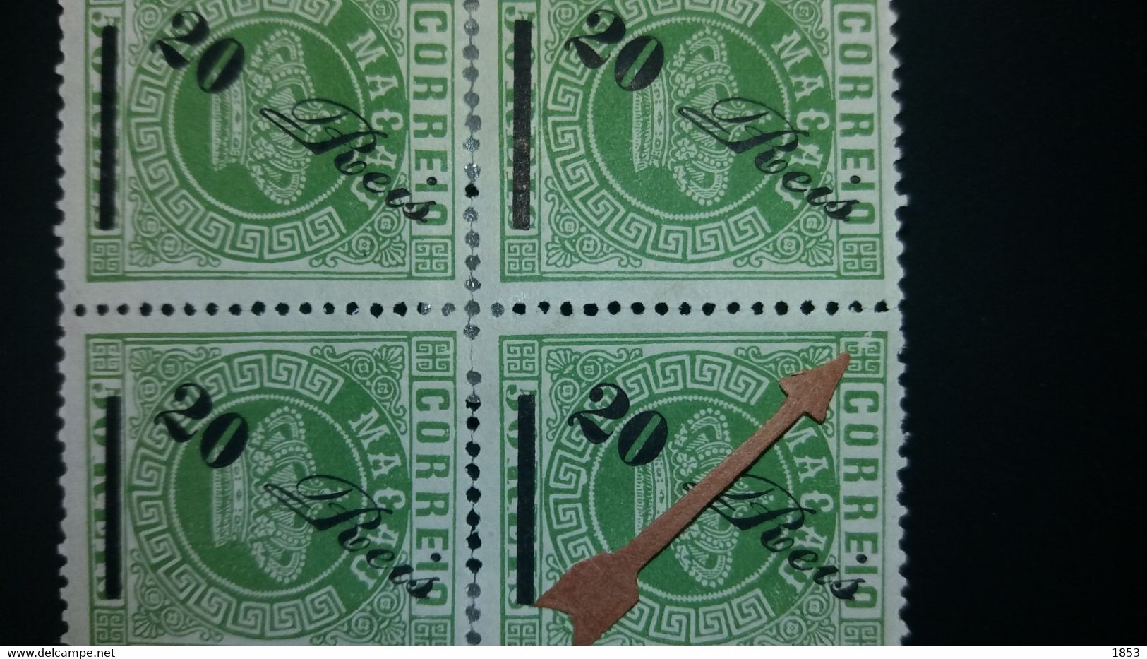 MACAU - TIPO COROA,COM SOBRETAXA  CE14d (6b) DENT.13 1/2 (BLOCO DE 8 VALORES) - Unused Stamps