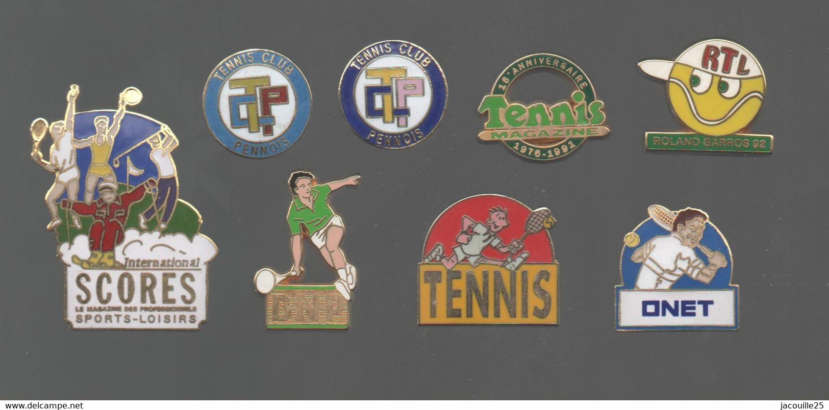 PINS PIN'S TENNIS EGF 1001 SCORES RTL CTP BNP ONET RE ROLAND GARROS LOT 8 PINS - Natation