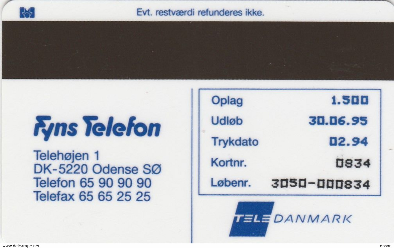 Denmark, FV 001A, Visiting Card, Red Telephone Booth, 20 Kr, Mint Only 1.500 Issued, 2 Scans. - Danemark