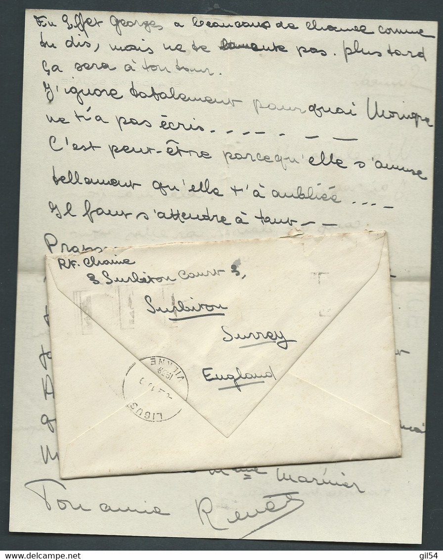 GRANDE BRETAGNE LAC Affr / Yvert  210 Et 211 Oblitéré Kongston On Thame / Surrey - 17/09/1938- Malc 9703 - Cartas & Documentos