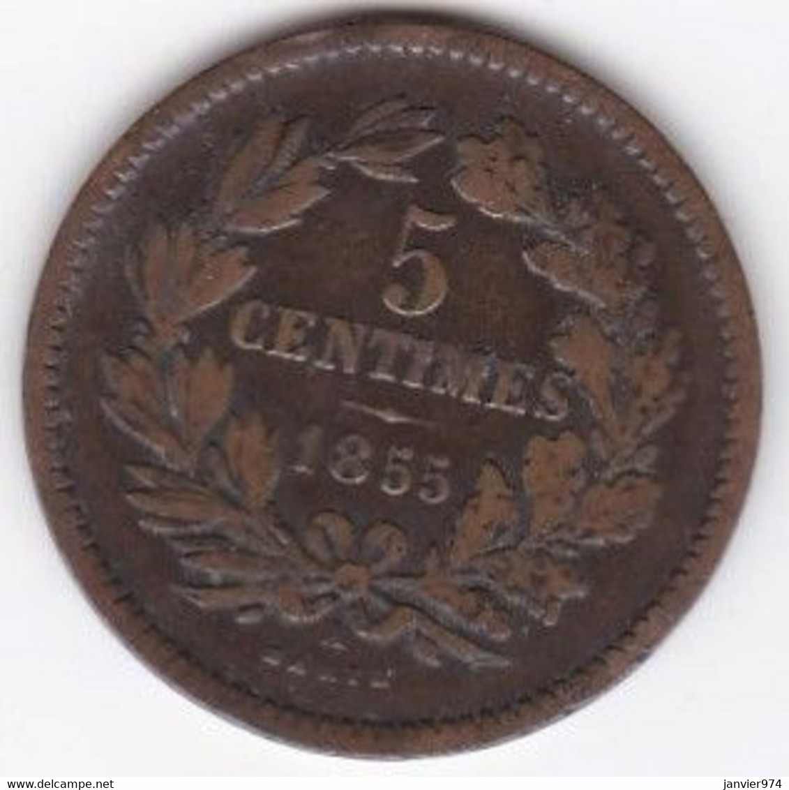 Luxembourg 5 Centimes 1855 A Paris, Guillaume III, En Bronze , KM# 22 - Luxembourg