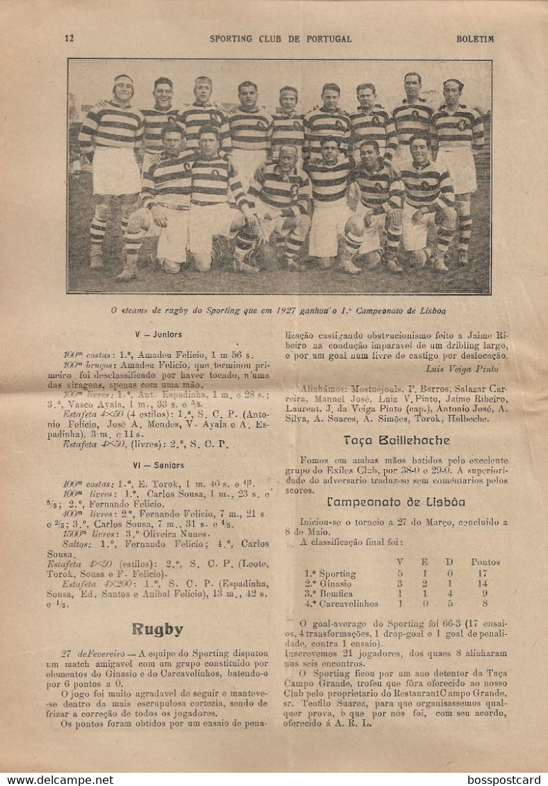 Lisboa - Boletim Do Sporting Clube De Portugal Nº 78, 1 De Julho De 1929 (16 Páginas) - Jornal - Futebol - Estádio - Sports
