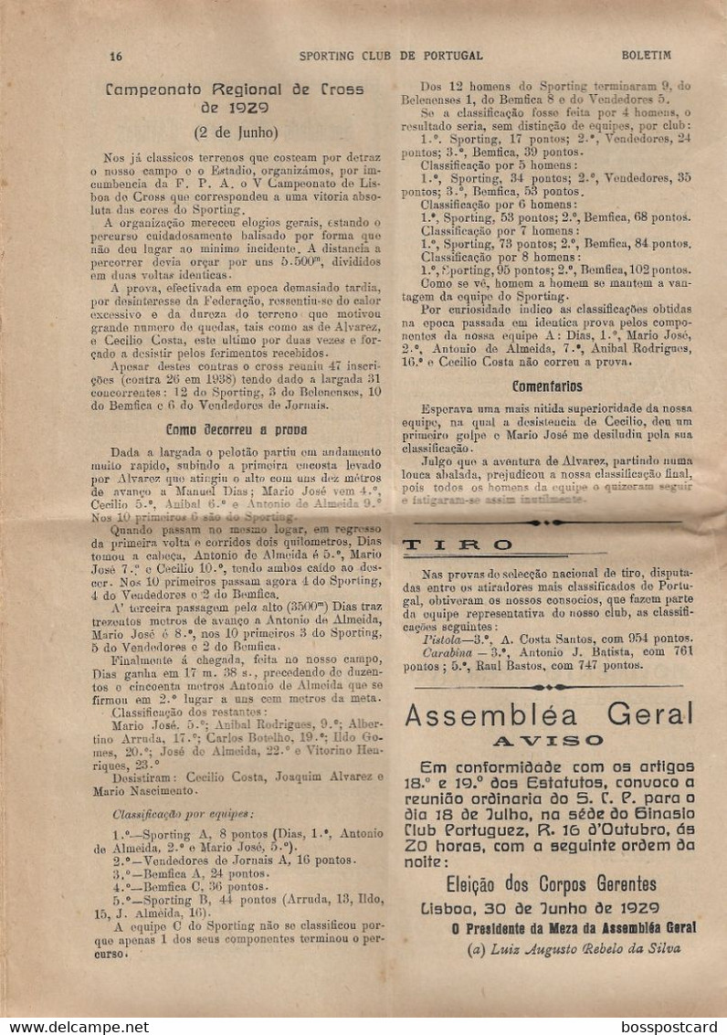 Lisboa - Boletim Do Sporting Clube De Portugal Nº 78, 1 De Julho De 1929 (16 Páginas) - Jornal - Futebol - Estádio - Sports