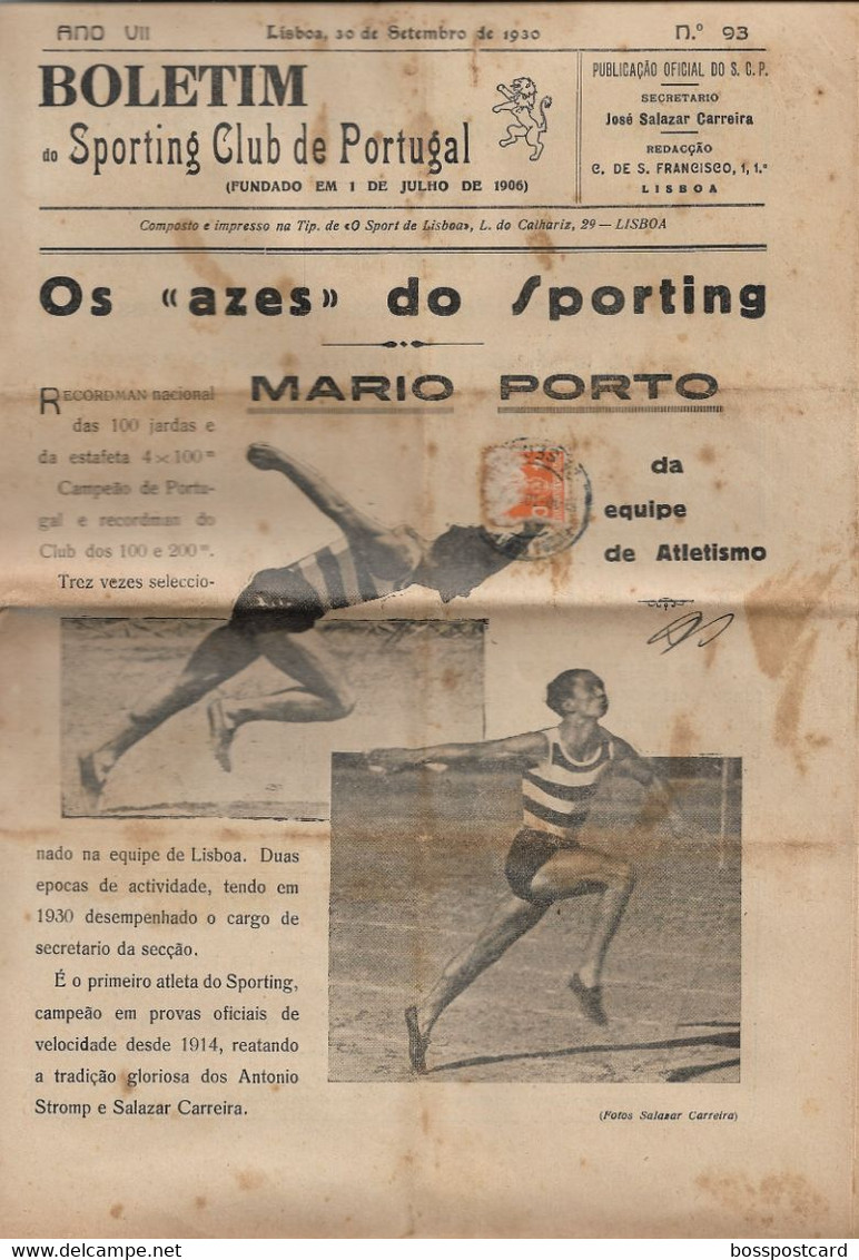 Lisboa - Boletim Do Sporting Clube De Portugal Nº 93, 30 De Setembro De 1930 (16 Páginas) - Jornal - Futebol - Estádio - Sports