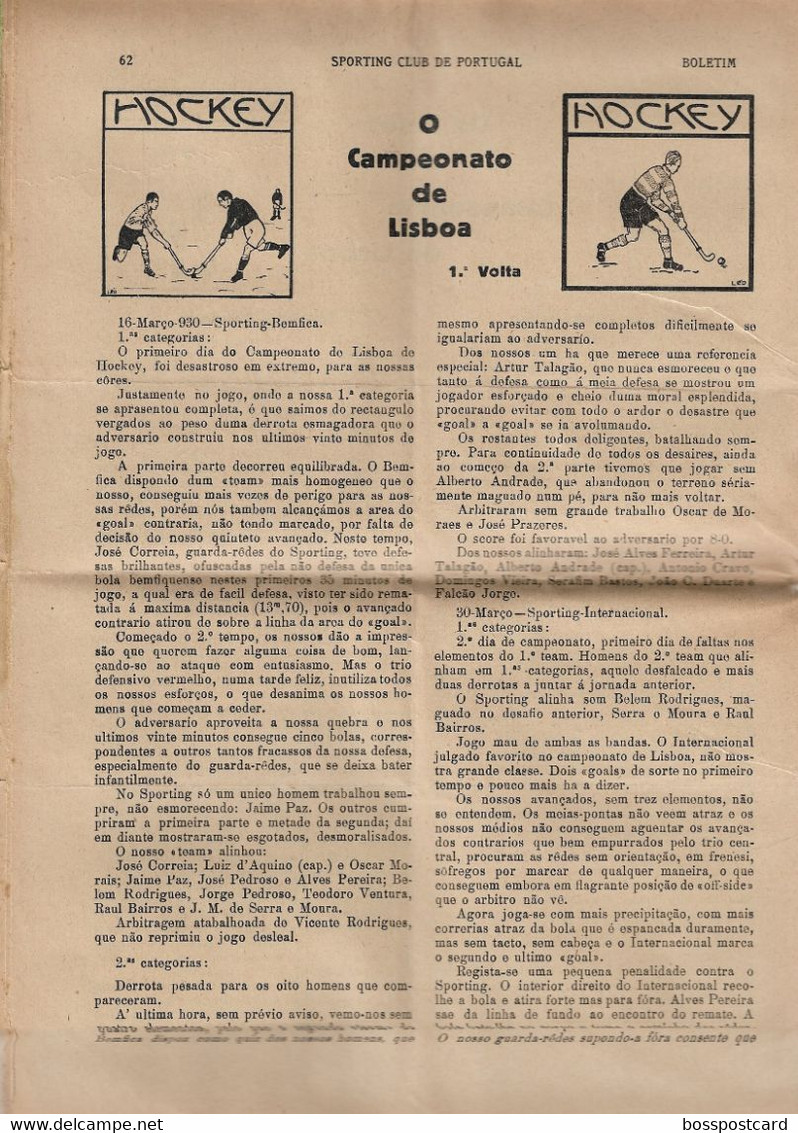 Lisboa - Boletim Do Sporting Clube De Portugal Nº 93, 30 De Setembro De 1930 (16 Páginas) - Jornal - Futebol - Estádio - Sports