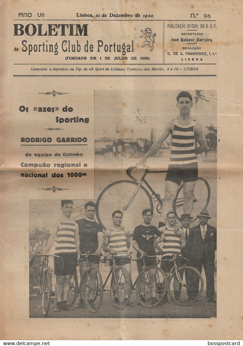 Lisboa - Boletim Do Sporting Clube De Portugal Nº 96, 31 De Dezembro De 1930 (16 Páginas) - Jornal - Futebol - Estádio - Sports