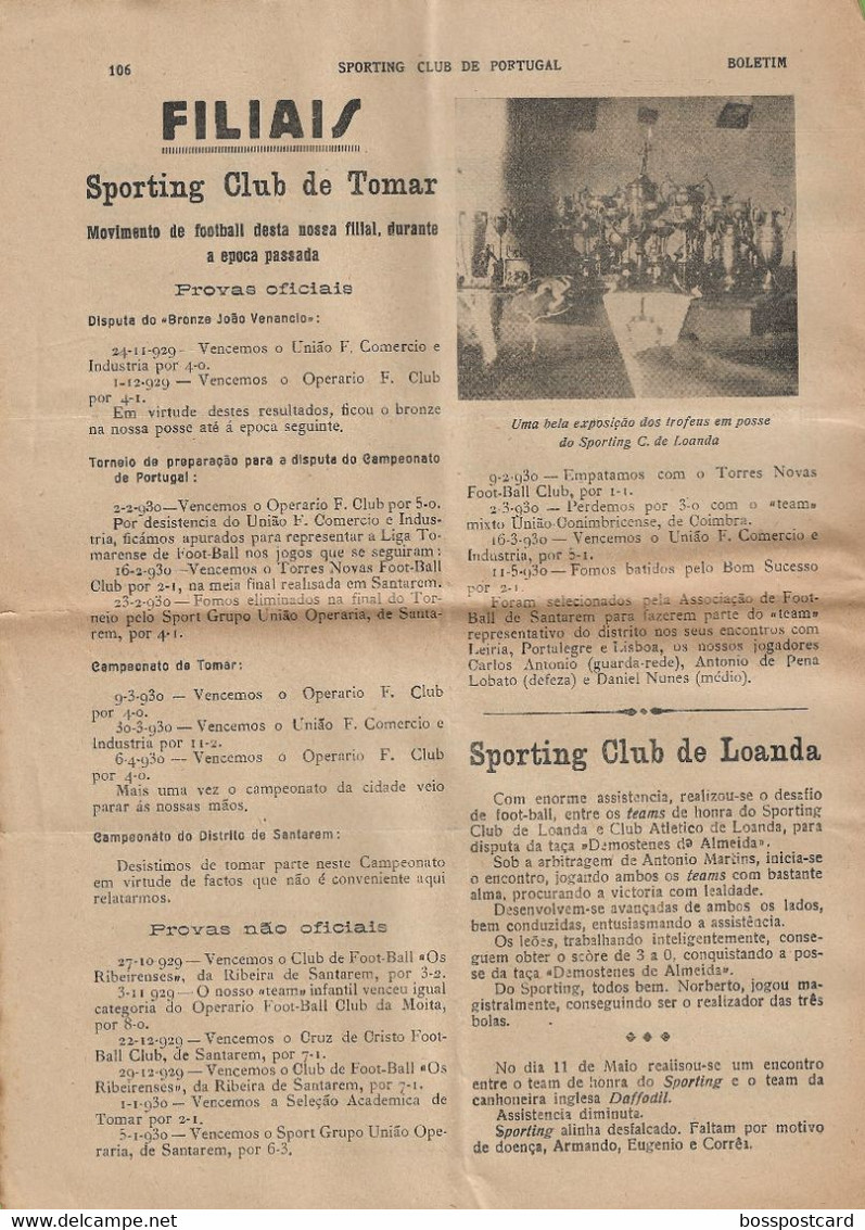 Lisboa - Boletim Do Sporting Clube De Portugal Nº 96, 31 De Dezembro De 1930 (16 Páginas) - Jornal - Futebol - Estádio - Sports