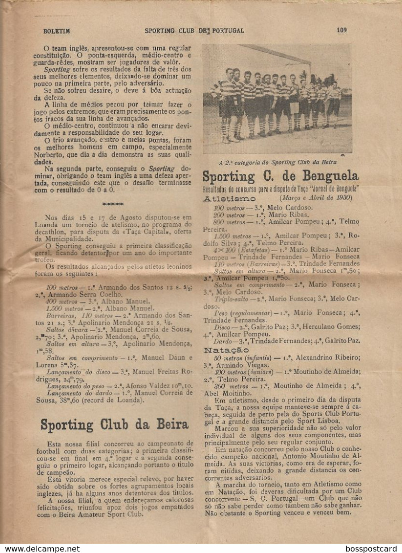 Lisboa - Boletim Do Sporting Clube De Portugal Nº 96, 31 De Dezembro De 1930 (16 Páginas) - Jornal - Futebol - Estádio - Sports