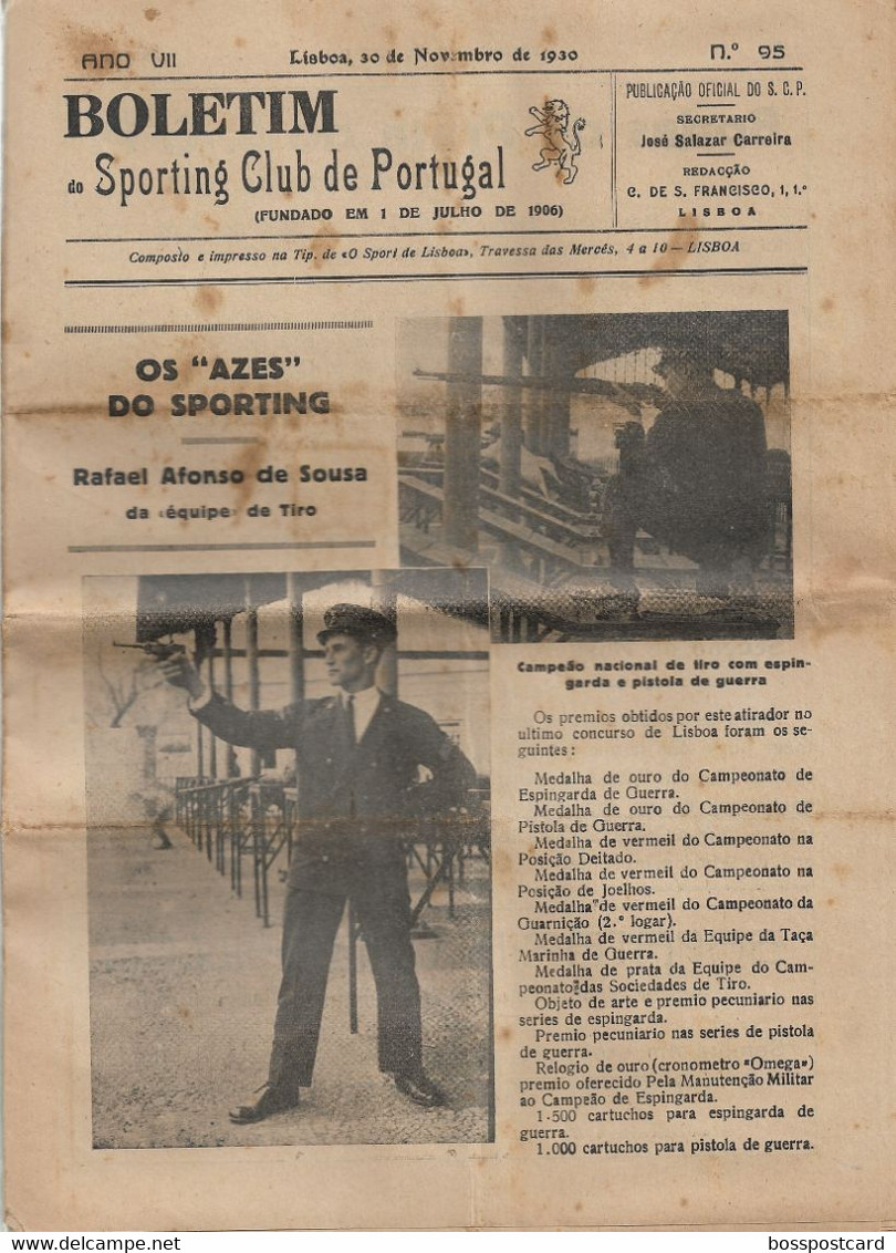 Lisboa - Boletim Do Sporting Clube De Portugal Nº 95, 30 De Novembro De 1930 (16 Páginas) - Jornal - Futebol - Estádio - Sport