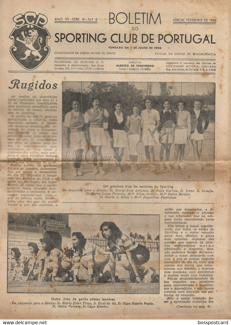 Lisboa - Boletim Do Sporting Clube De Portugal Nº 8, Série IV, Fevereiro De 1945 (16 Páginas) - Jornal - Futebol Estádio - Sport