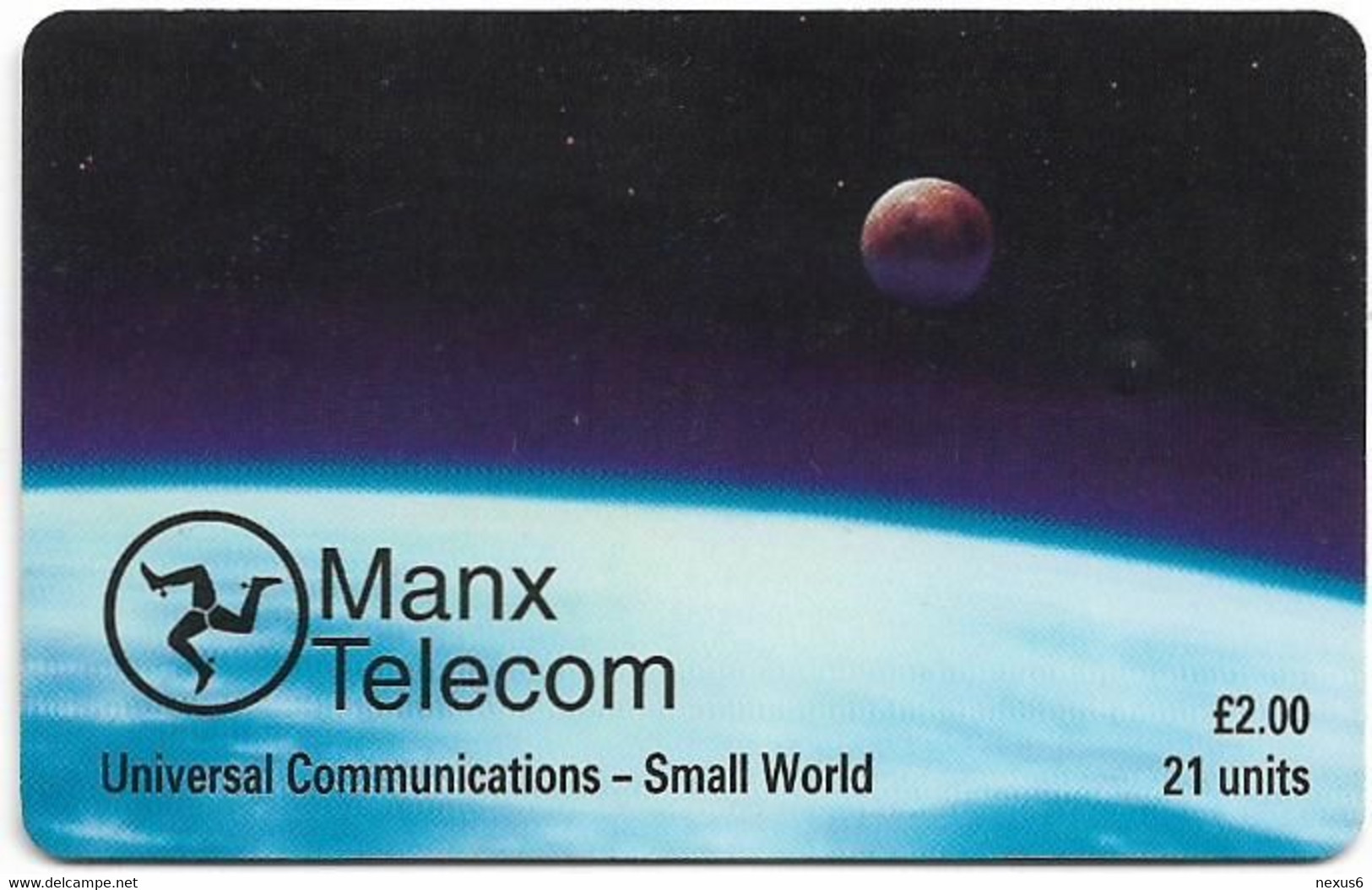 Isle Of Man - Chip - Universal Communications - Small Planet (Cn. At Right, No Letter B), 21U, 70.000ex, Used - Isla De Man