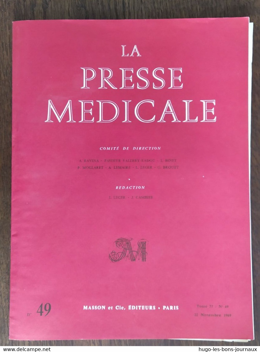 La Presse Médicale_Tome 77_n°49_Novembre 1969_Masson Et Cie - Medicina & Salud