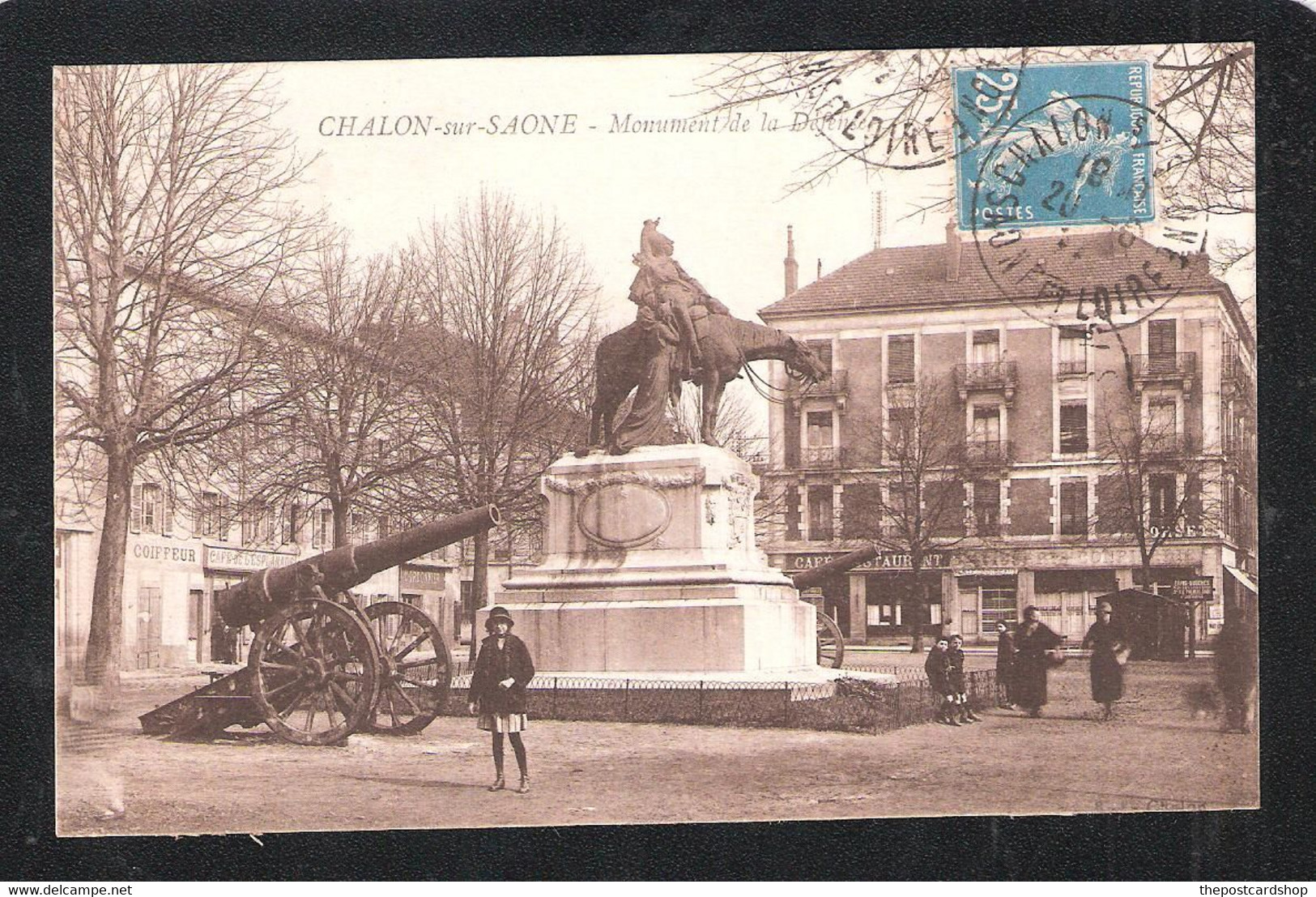 CPA 71 CHALON-SUR-SAÔNE Monument De La Défense  Edition Bourgeois Frères Animée Thème ARMES-CANON - Chalon Sur Saone