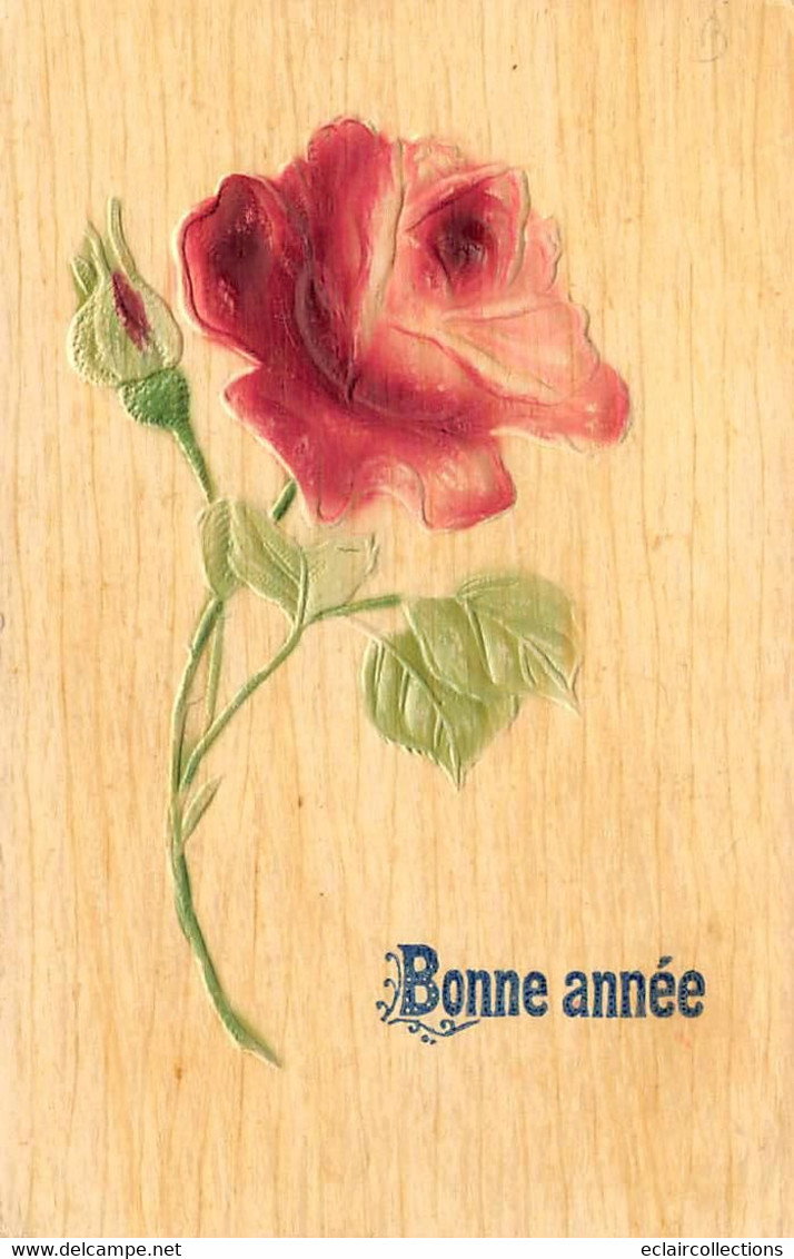 Thème. Carte Postale  Bois . Bonne Année. Rose.     (voir Scan) - Andere & Zonder Classificatie