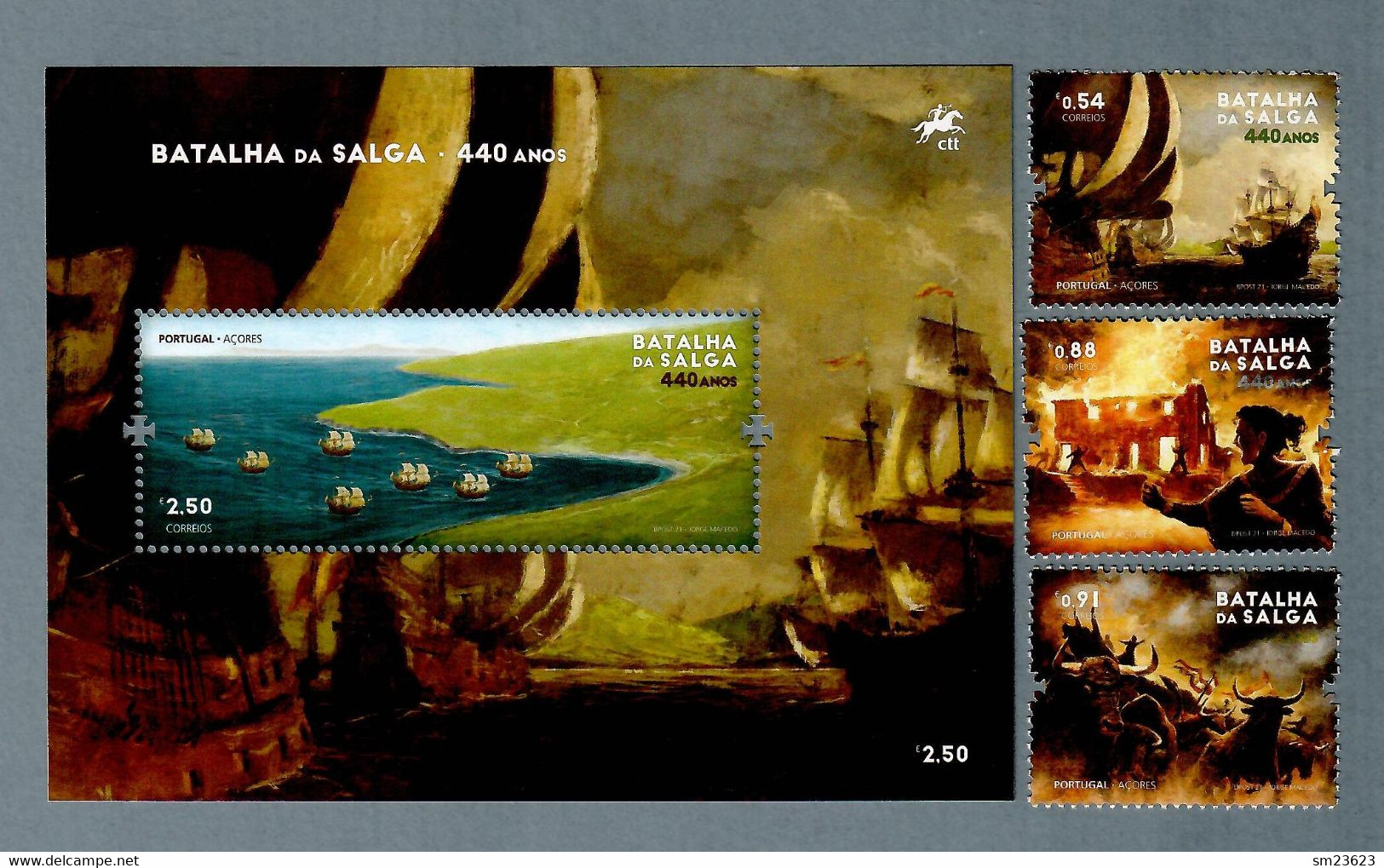 Portugal 26.07.2021 , Batalha Da Salga  - 440 Anos Acores - Stamps + Sheet - Postfrisch / MNH / (**) - Unused Stamps