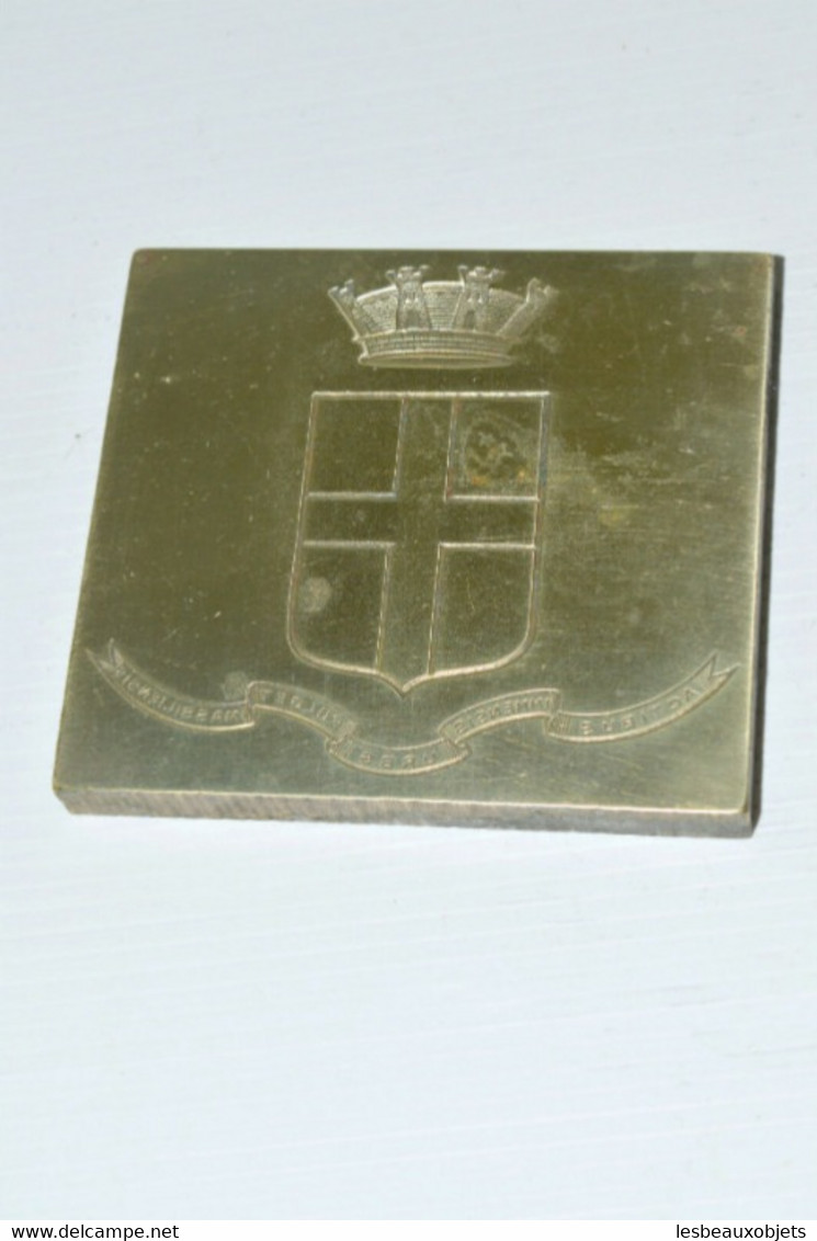 BRONZE MATRICE BRONZE IMPRIMERIE EAU FORTE ARMOIRIES MARSEILLE XIX Réf 190-32-70 - Stempel & Siegel