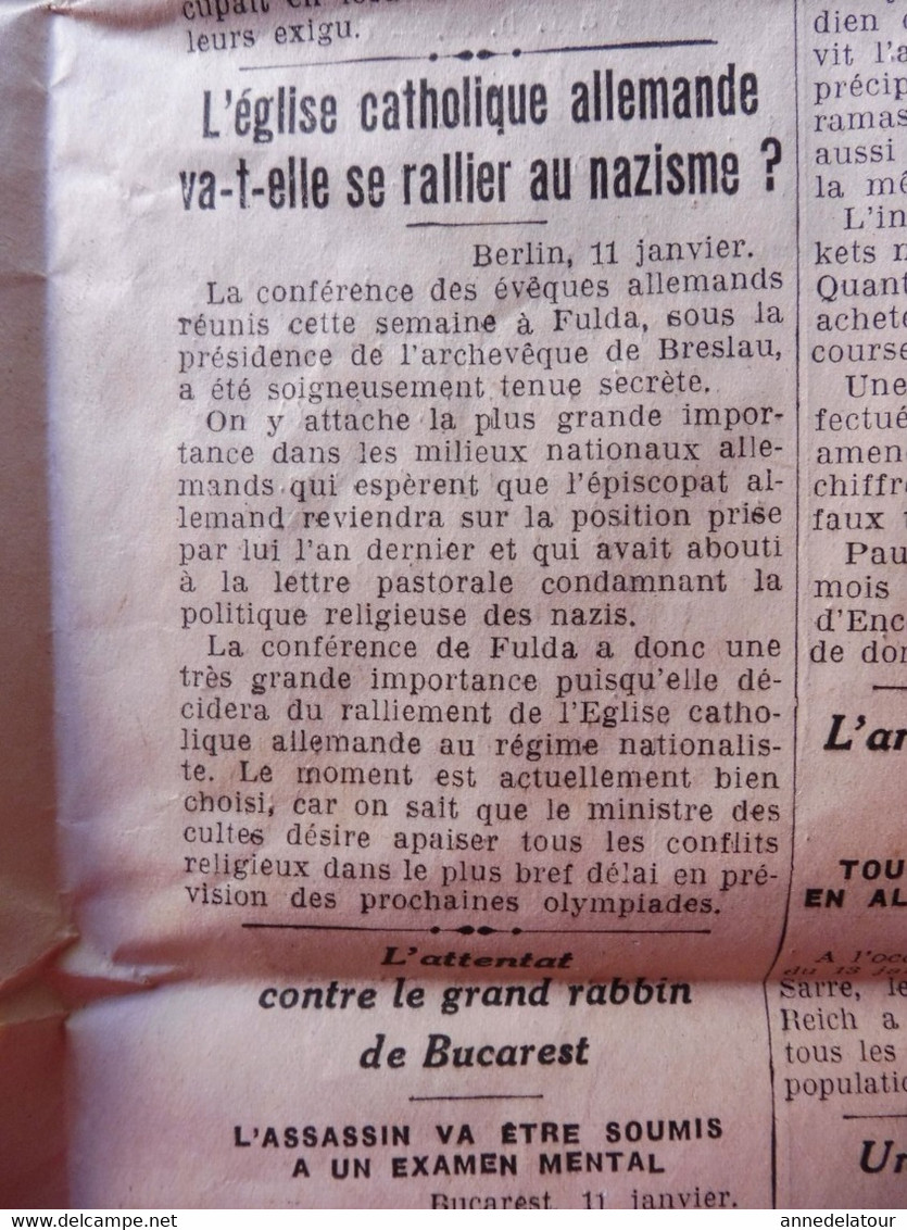 1936  LE PROGRES  : Mussolini ; L'église catholique allemande va-t-elle se rallier au nazisme ; etc