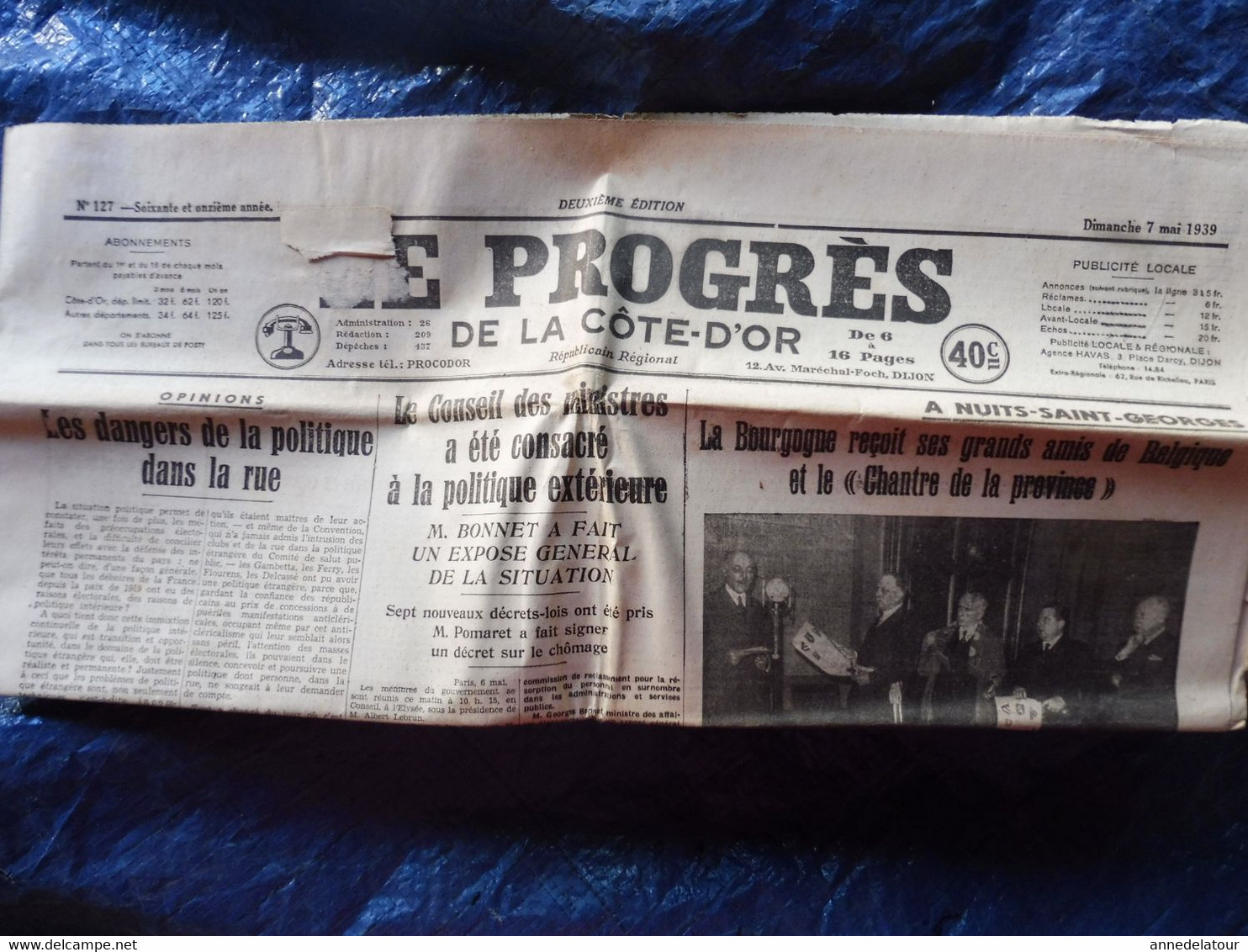 1939  LE PROGRES  :La Fin Douloureuse De LAMARTINE ; 28e Chapitre Des Chevaliers Du Tastevin à Nuits-Saint-Georges ;etc - General Issues