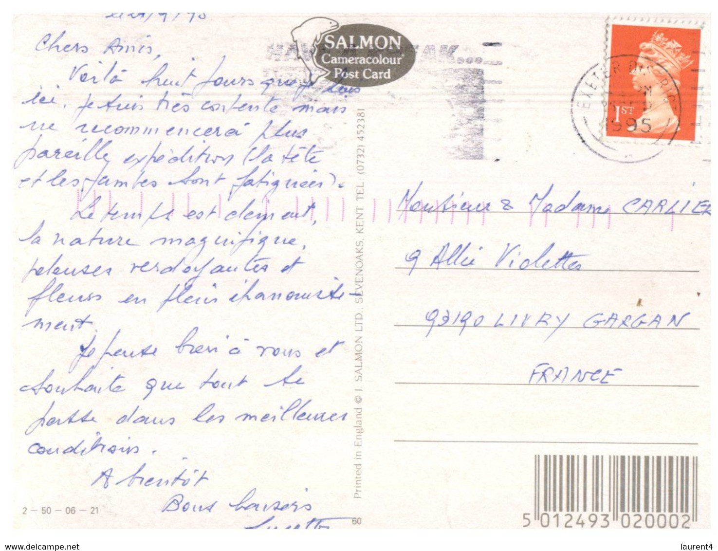 (V V 13) UK - Posted To France In 1995 - Exeter - Exeter