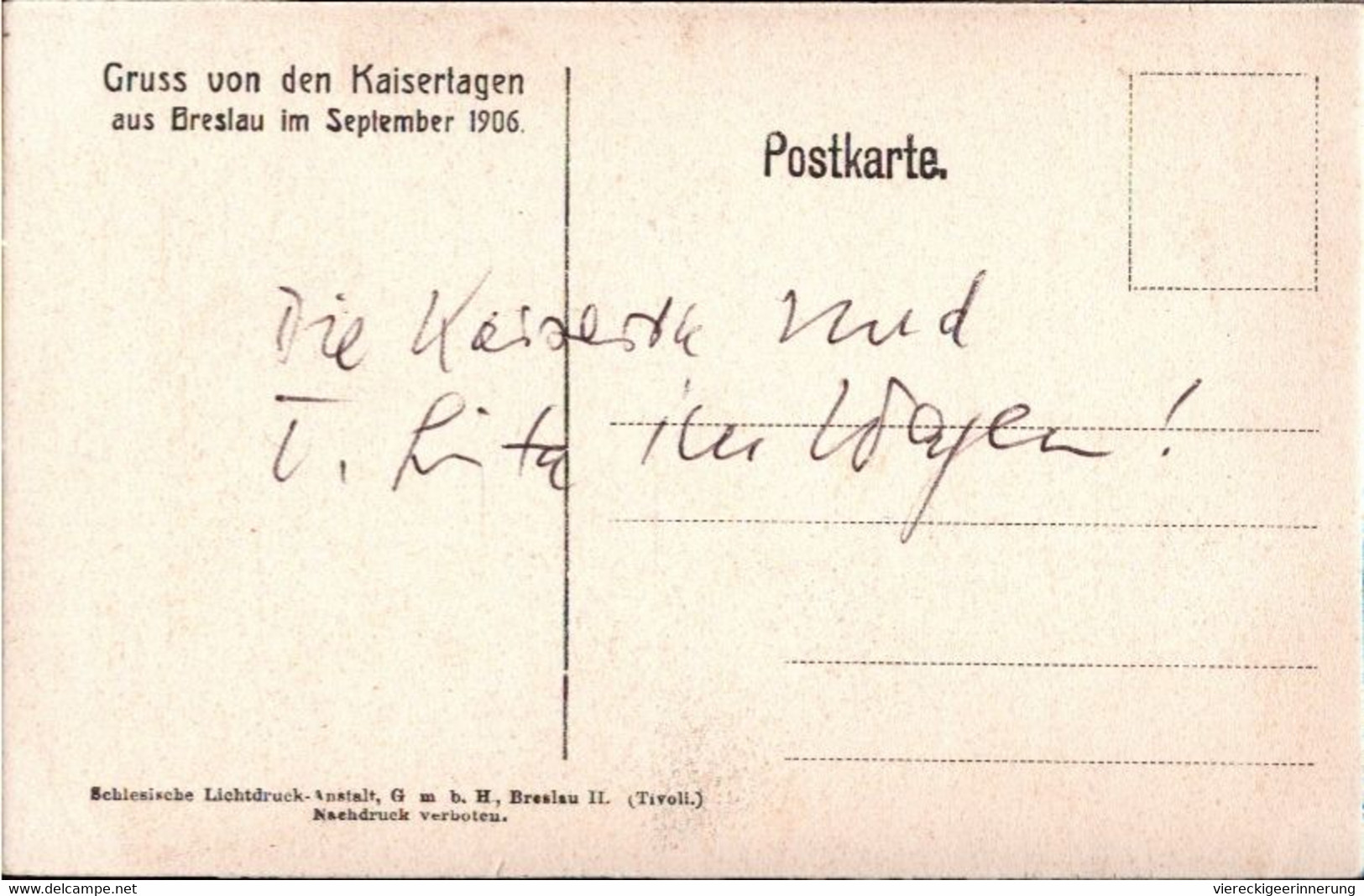 ! Alte Ansichtskarte Aus Breslau, Gruss Von Den Kaisertagen, 1906, Adel, Schlesien - Polen