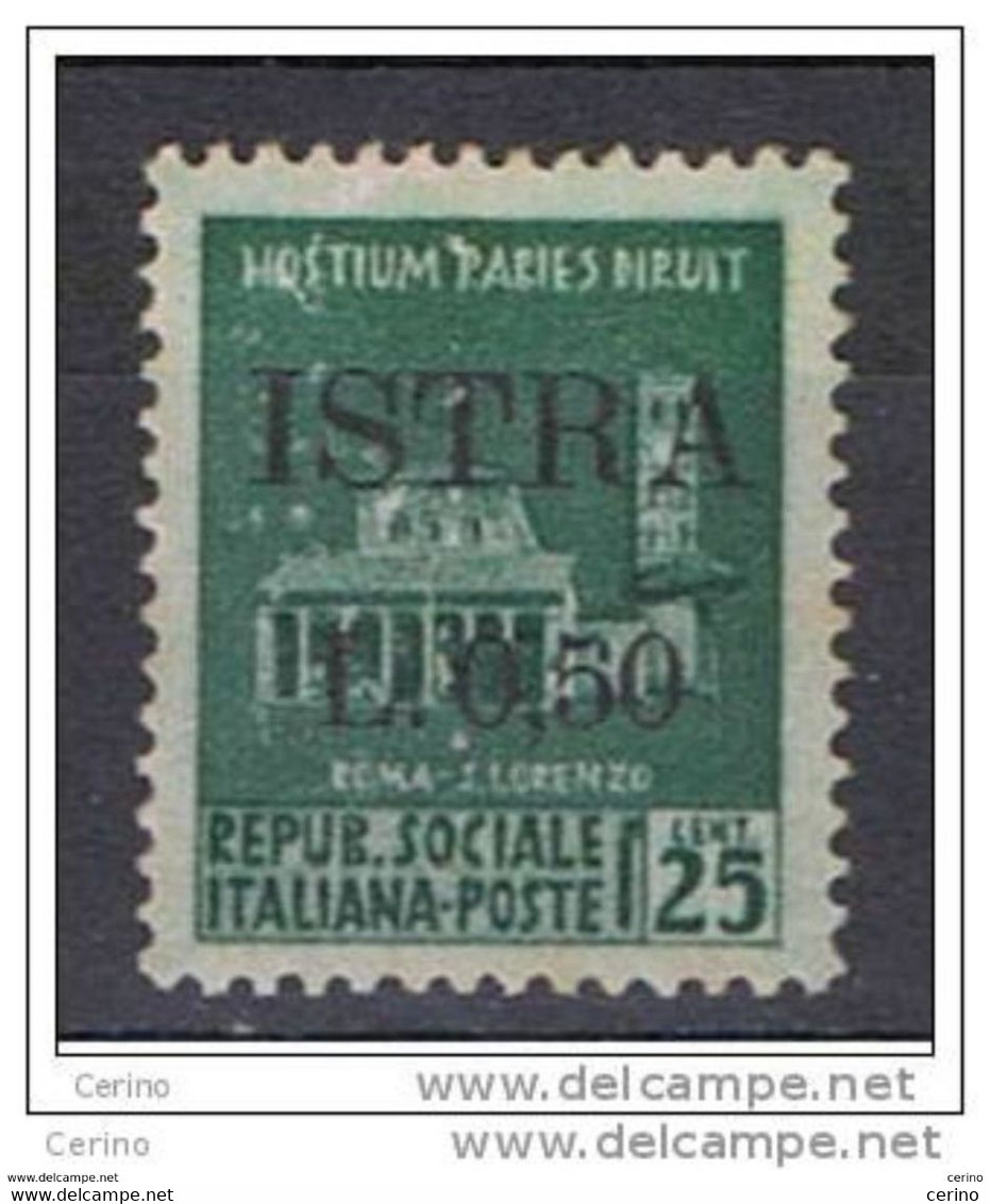 ISTRIA - OCCUPAZ. JUGOSLAVA:  1945  SOPRASTAMPATO  -  50/25 C. VERDE  N. -  SASS. 23 - Occ. Yougoslave: Istria