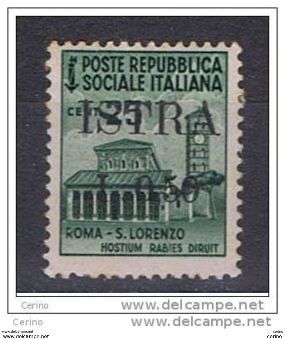 ISTRIA - OCCUPAZ. JUGOSLAVA:  1945  SOPRASTAMPATO  -  50/25 C. VERDE  N. -  SASS. 24 - Occup. Iugoslava: Istria