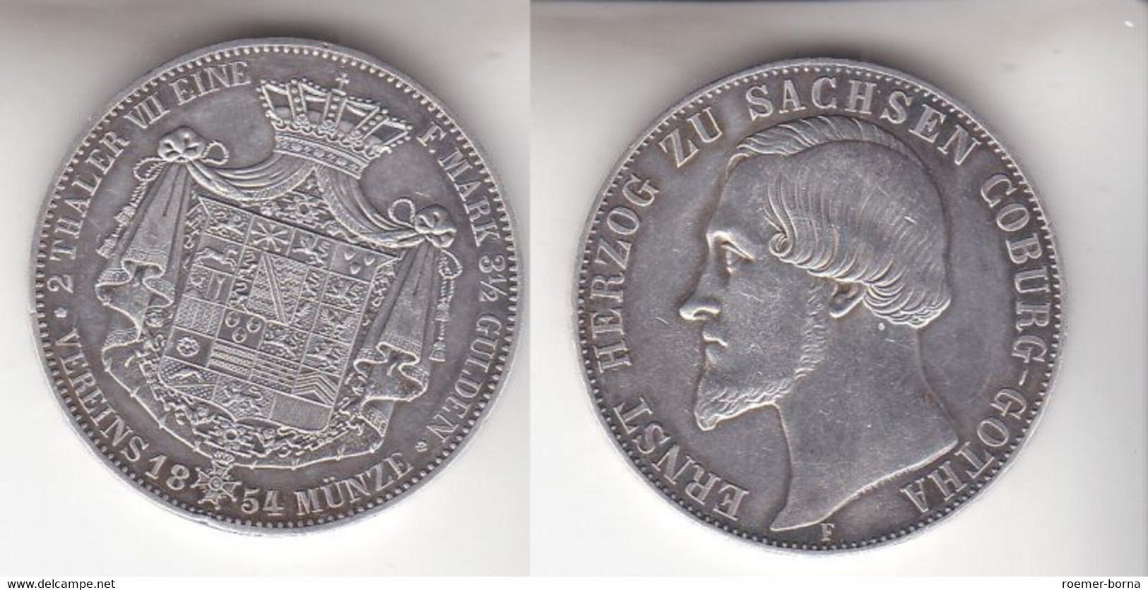 1 Doppeltaler Silber Münze Sachsen Coburg Gotha Herzog Ernst 1854 (111735) - Taler & Doppeltaler