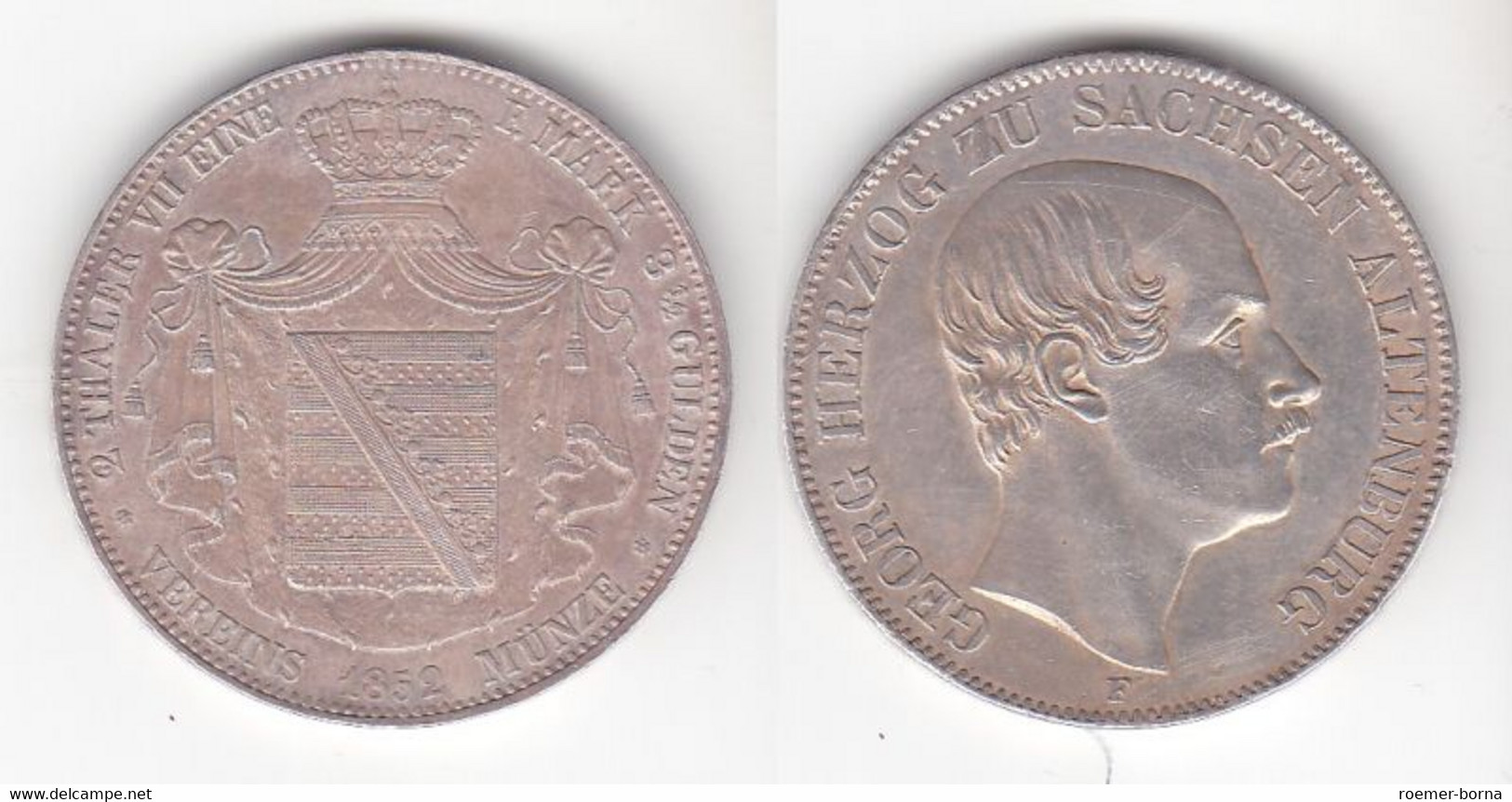 1 Doppeltaler Silber Münze Sachsen Altenburg Herzog Georg 1852 (111733) - Taler & Doppeltaler