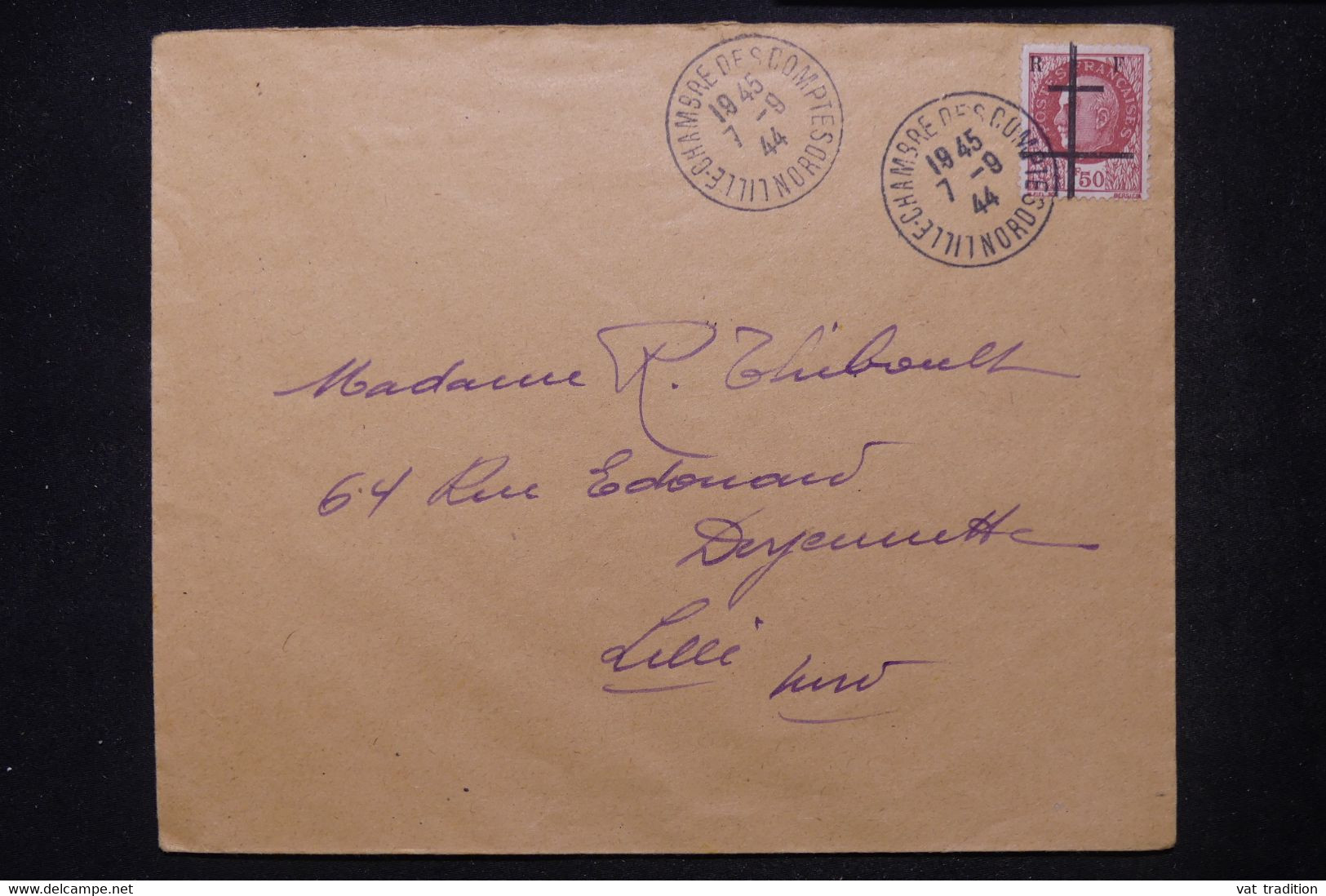 FRANCE - Pétain Avec Surcharge De La Libération Sur Enveloppe De Lille Pour Lille En 1944 - L 102440 - Liberation