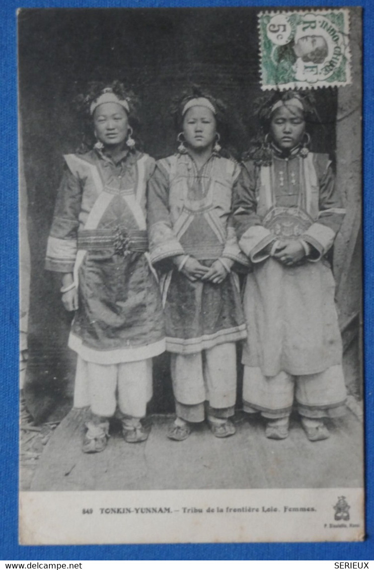 X16 INDO CHINA BELLE CARTE  1911 LAO-CHAY TONKIN POUR  CHENY YONNE FRANCE+ FEMMES TRIBUS +AFFRANC. PLAISANT - Cartas & Documentos