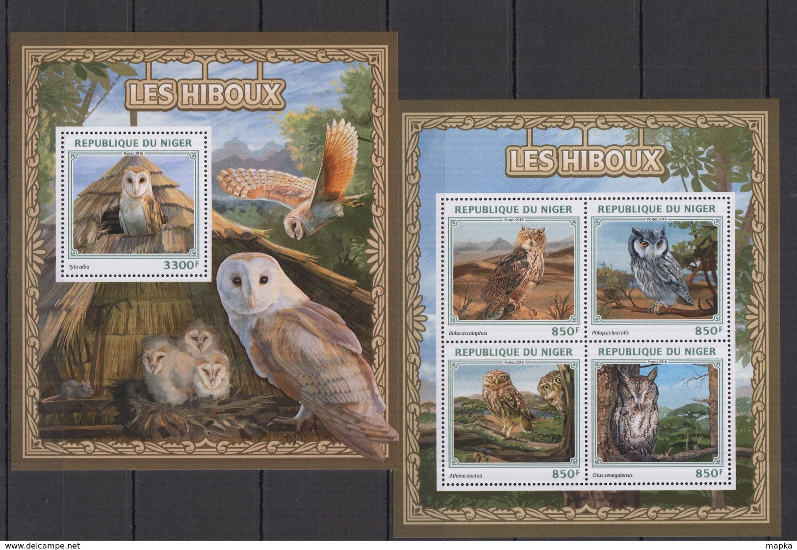 ST1914 2016 NIGER FAUNA BIRDS OWLS LES HIBOUX KB+BL MNH - Owls