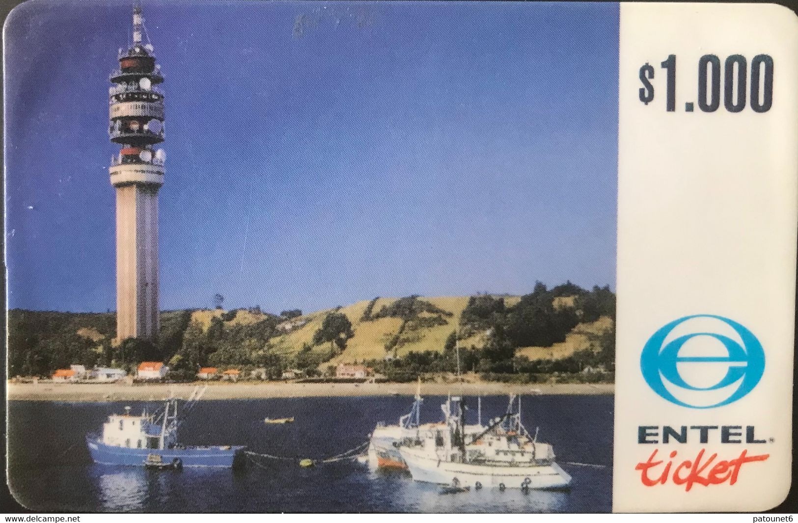 CHILI  -  Recharge  -  ENTEL Ticket -  Phare  -  $ 1.000 - Chili