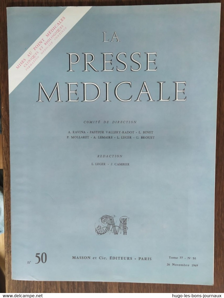 La Presse Médicale_Tome 77_n°50_Novembre 1969_Masson Et Cie - Medicina & Salud