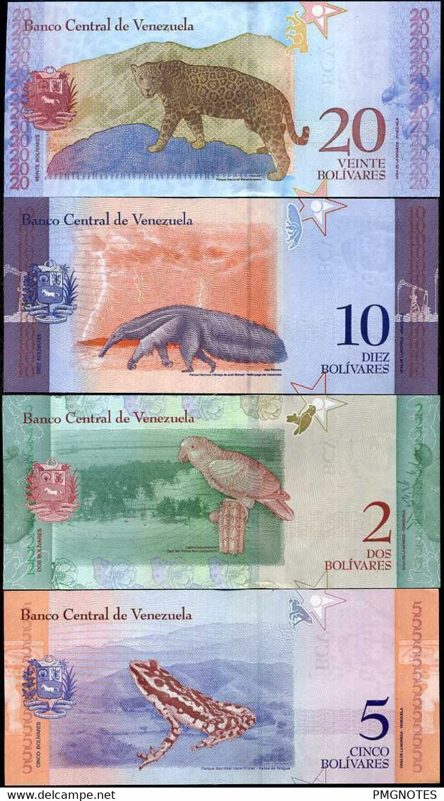 VENEZUELA SET 4 PCS 2 5 10 20 BOLIVARES 2018 P 101 102 103 104 UNC - Venezuela