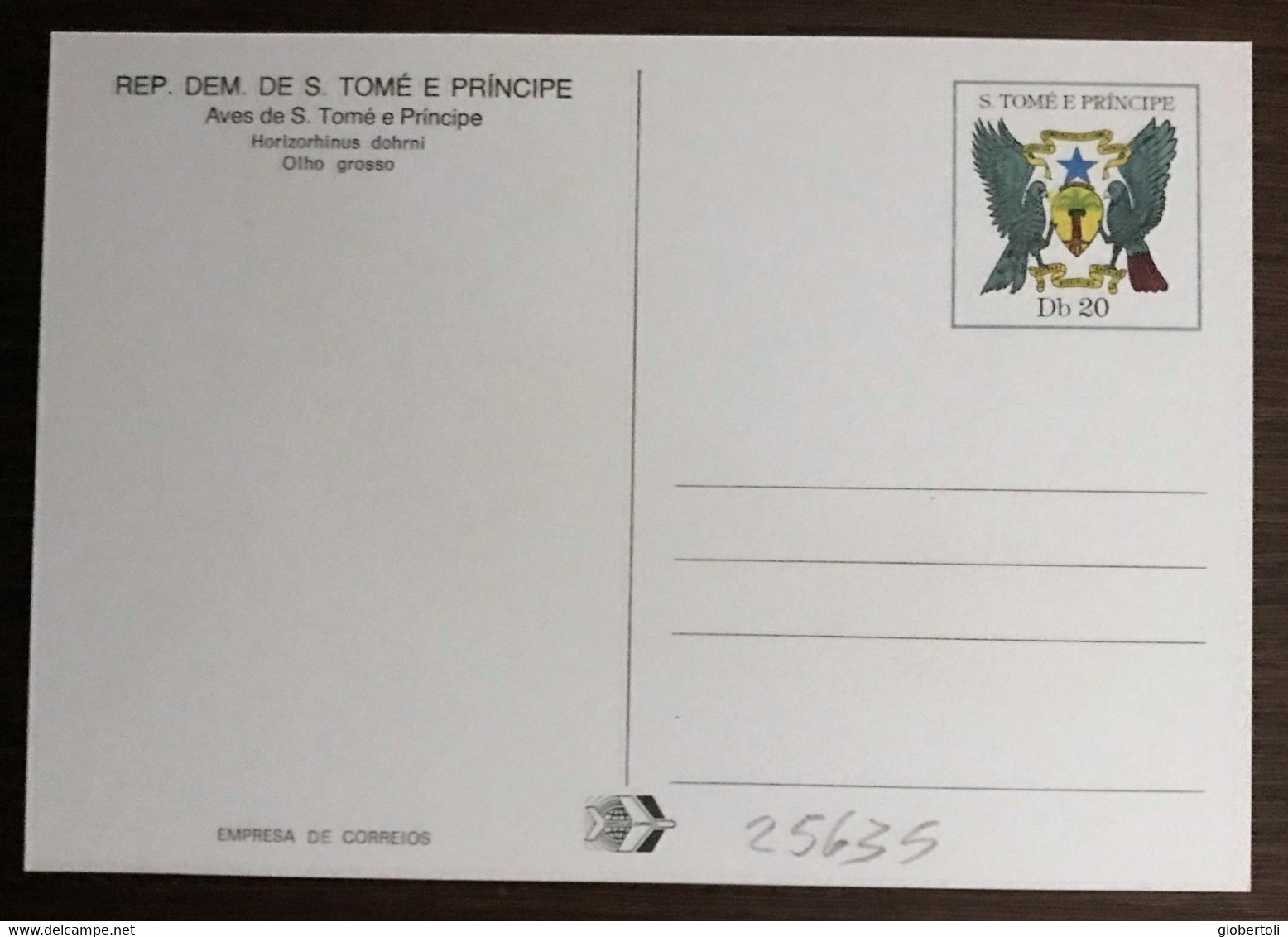 Sao Tomé E Principe: Intero, Stationery, Entier, Horizorhinus Dohrni - Passeri