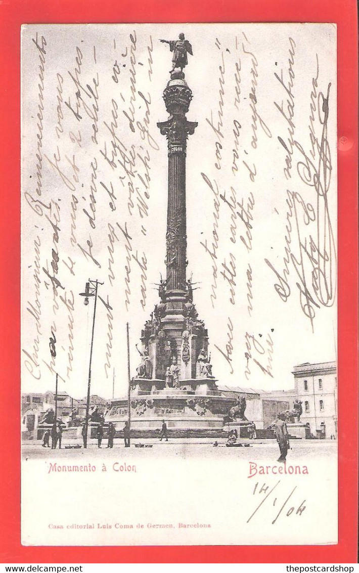 ESPANA DOS SIMPLE BARCELONA MONUMENTO A COLON CASA EDITORIAL LUIS COMA DE GERMEN CIRCULADA  BARCELONA SEE MORE SPAIN - Barcelona