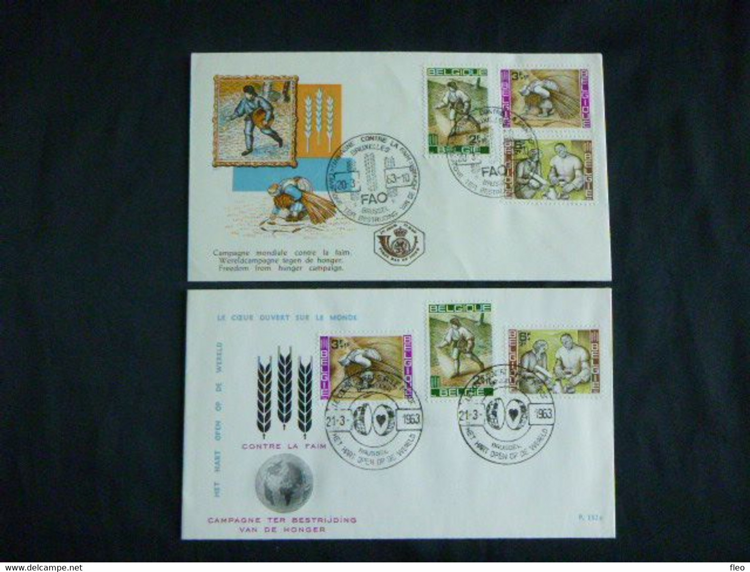 BELG.1963 1243-1245 2 X Dif. FDC (Brux-Brus) : " Campagne Tegen De Honger-campagne Contre La Faim " - 1961-1970