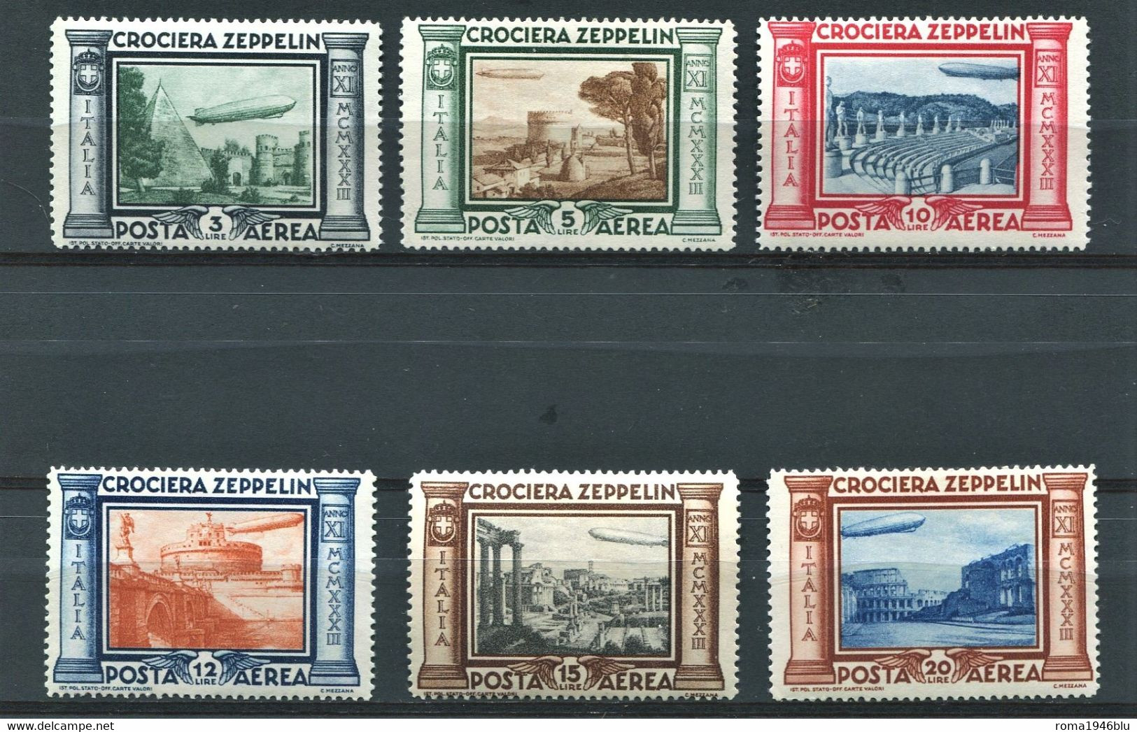 REGNO 1933 CROCIERA ZEPPELIN SERIE CPL. ** MNH LUSSO - Luchtpost