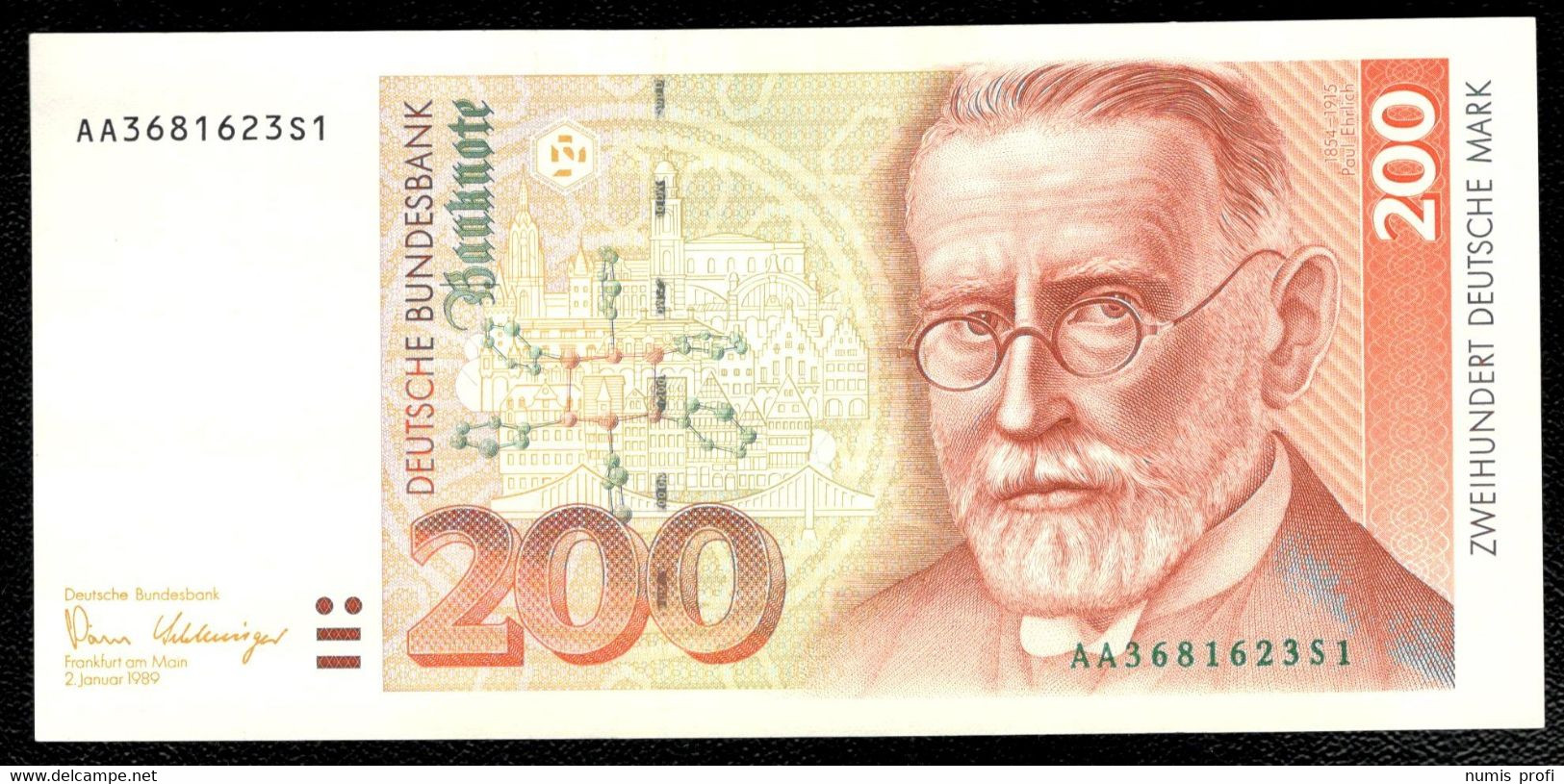 Germany - 200 Mark 1989 - Pick 42 - Serial Nr : AA3681623S1 - 200 Deutsche Mark