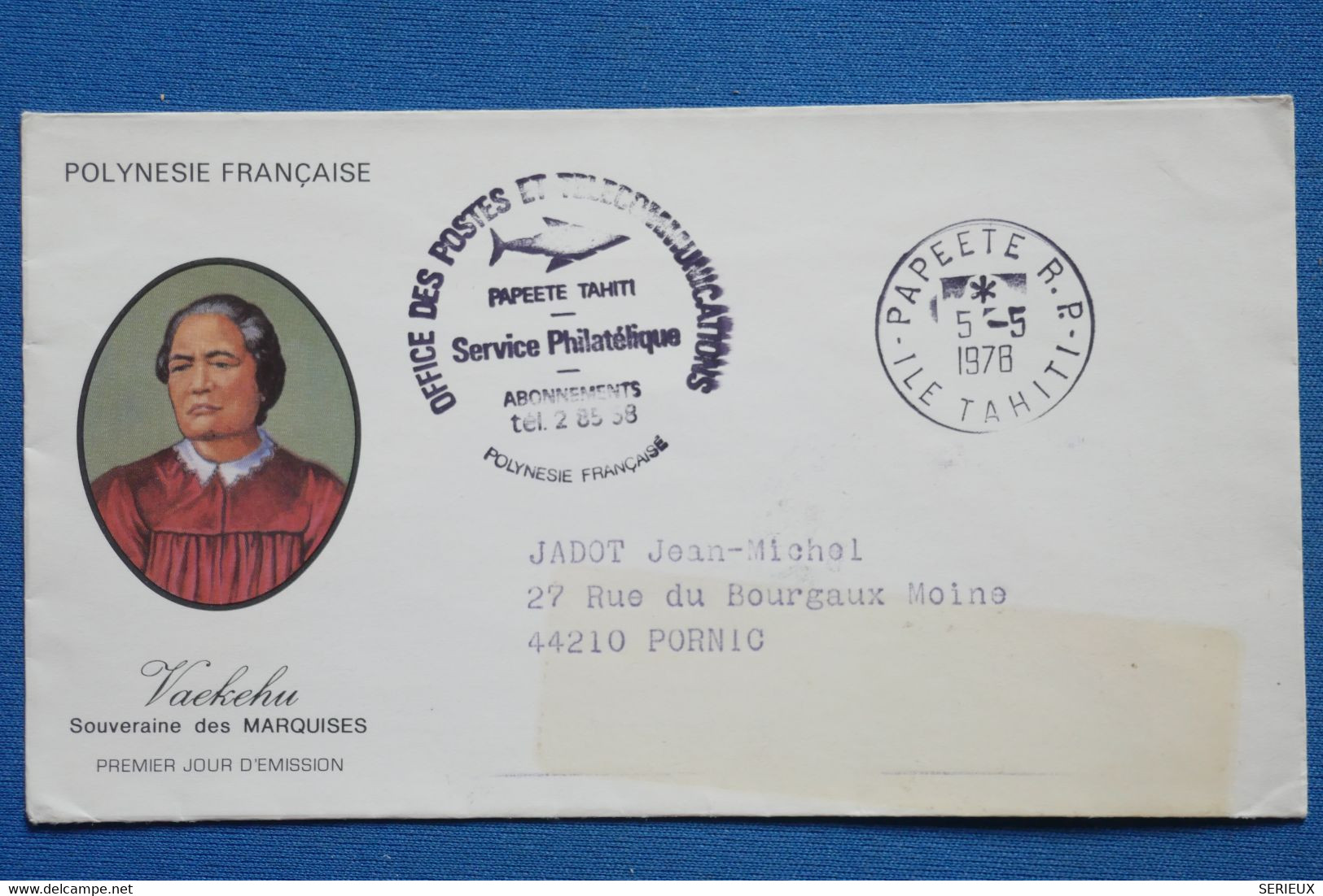 X17  POLYNESIE FRANCE BELLE LETTRE 1978    PREMIER JOUR  POUR PORNIC  + AFFRANCHISSEMENT PLAISANT - Storia Postale