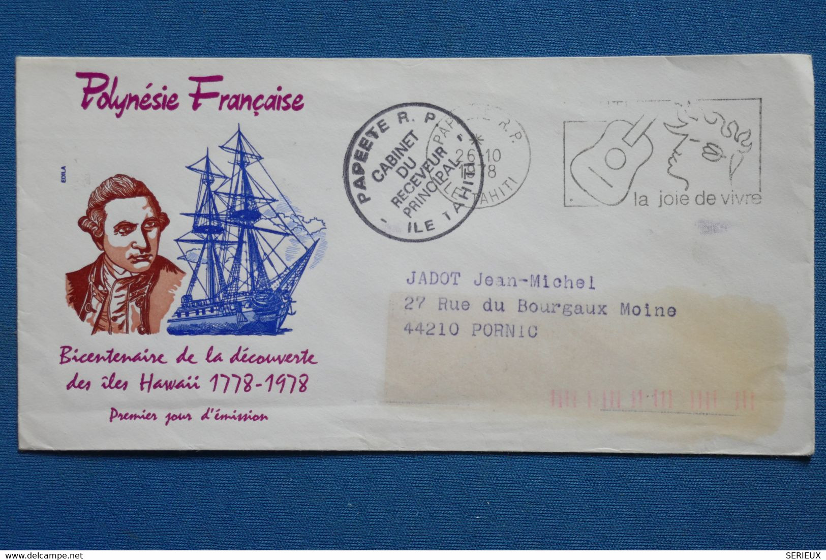 X17  POLYNESIE FRANCE BELLE LETTRE   1978    PREMIER JOUR PAPEETE  POUR PORNIC  + AFFRANCHISSEMENT PLAISANT - Brieven En Documenten