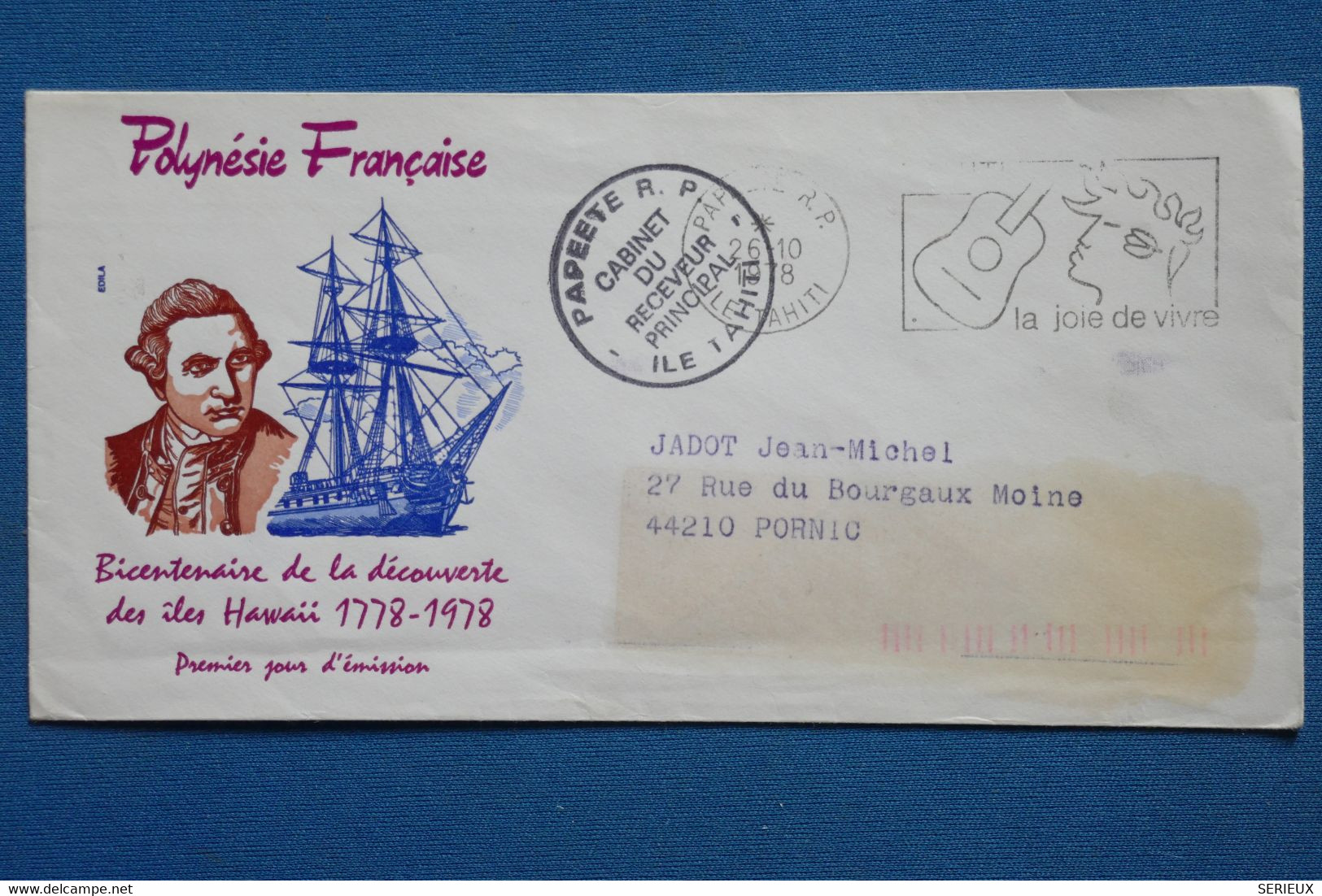 X17  POLYNESIE FRANCE BELLE LETTRE   1978    PREMIER JOUR PAPEETE  POUR PORNIC  + AFFRANCHISSEMENT PLAISANT - Covers & Documents