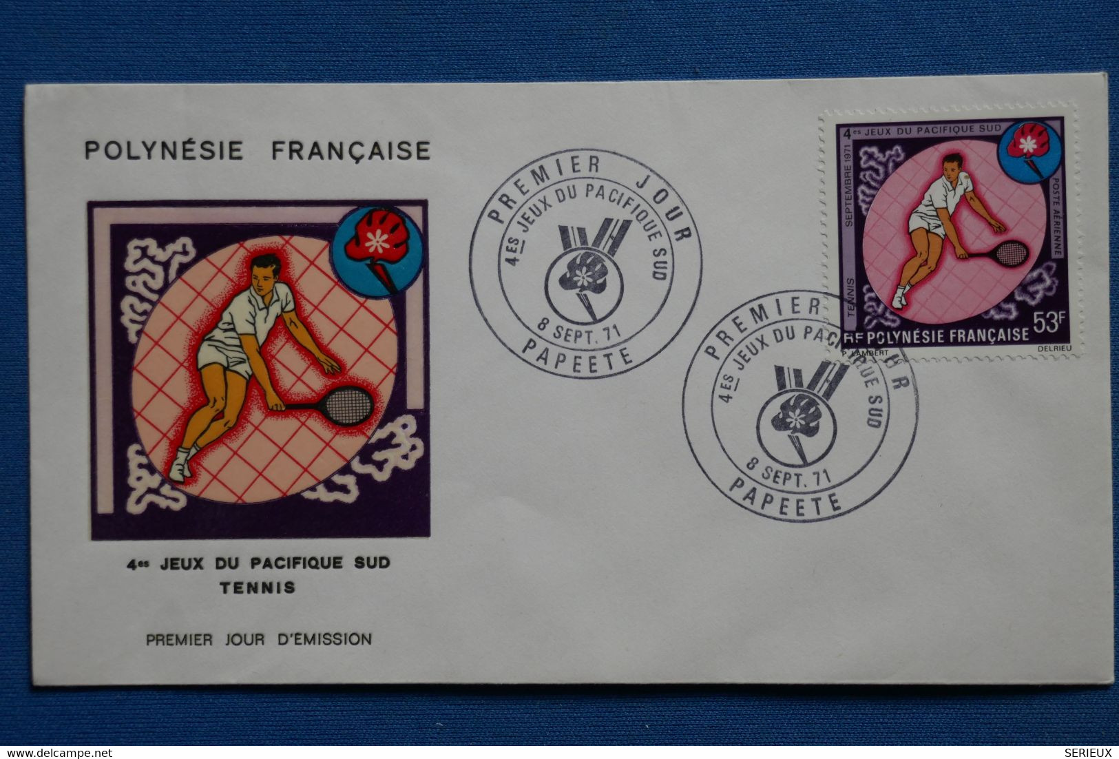 X17  POLYNESIE FRANCE BELLE LETTRE   1971    PREMIER JOUR PAPEETE  POSTE AERIENNE TOUR  N 54 + AFFRANCHISSEMENT PLAISANT - Lettres & Documents