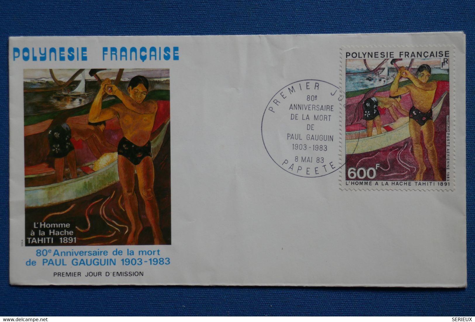 X17  POLYNESIE FRANCE BELLE LETTRE   1983    PREMIER JOUR PAPEETE  POSTE AERIENNE TOUR  N 174 . 600F+ AFFRANCH. PLAISANT - Cartas & Documentos