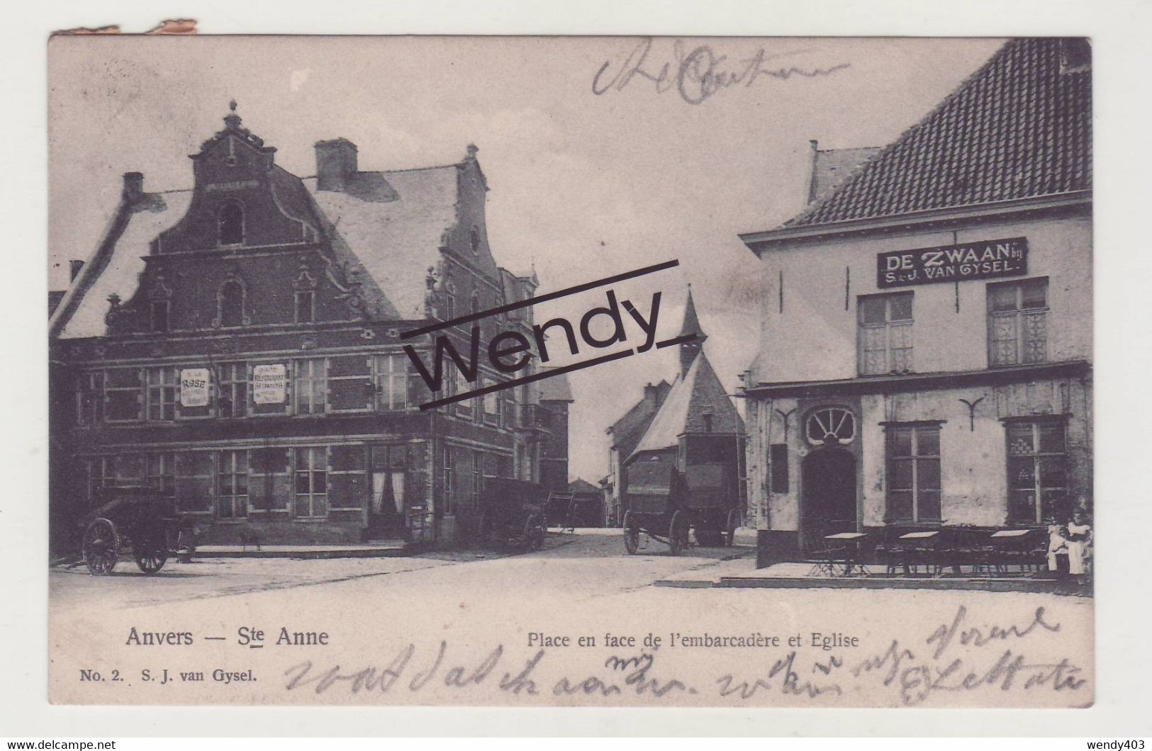 Antwerpen (café De Zwaan - Place En Face De L'embarcadère 1908) - Antwerpen