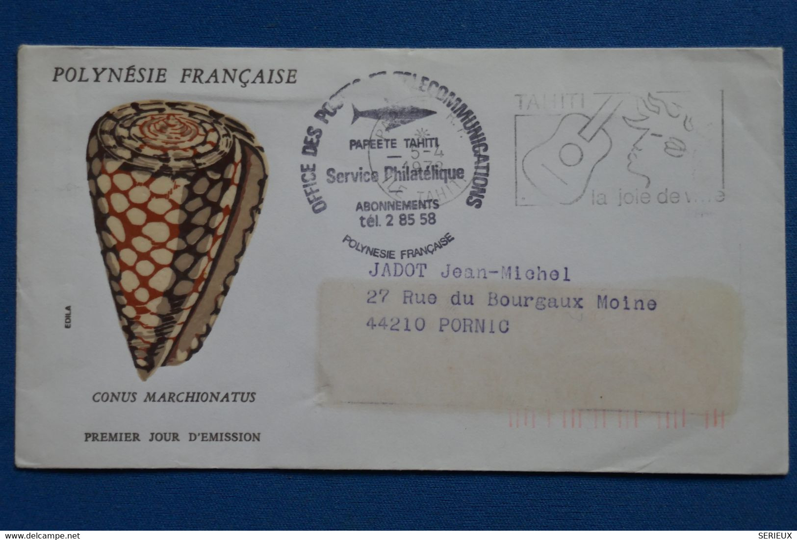 X17 POLYNESIE FRANCE BELLE LETTRE 1978 PREMIER JOUR PAPEETE POUR PORNIC + AFFRANCHISSEMENT PLAISANTT - Covers & Documents