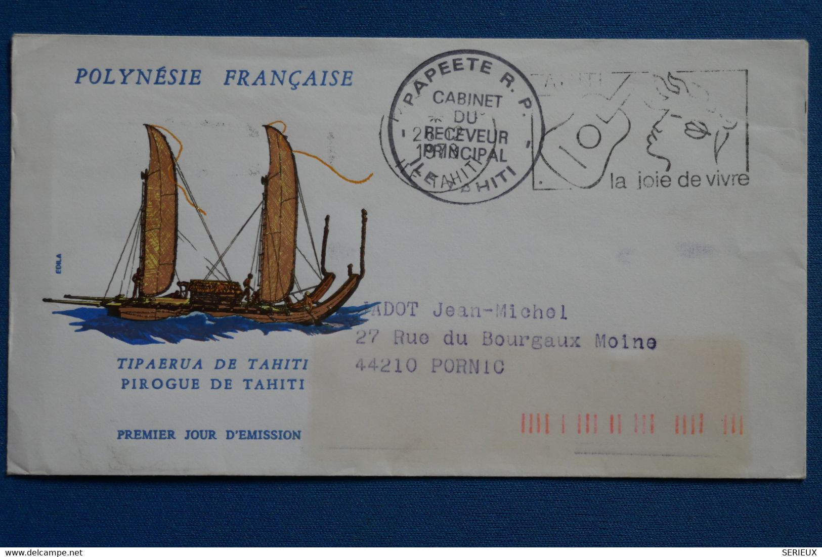 X17 POLYNESIE FRANCE BELLE LETTRE 1978 PREMIER JOUR PAPEETE POUR PORNIC + AFFRANCHISSEMENT PLAISANTT - Briefe U. Dokumente