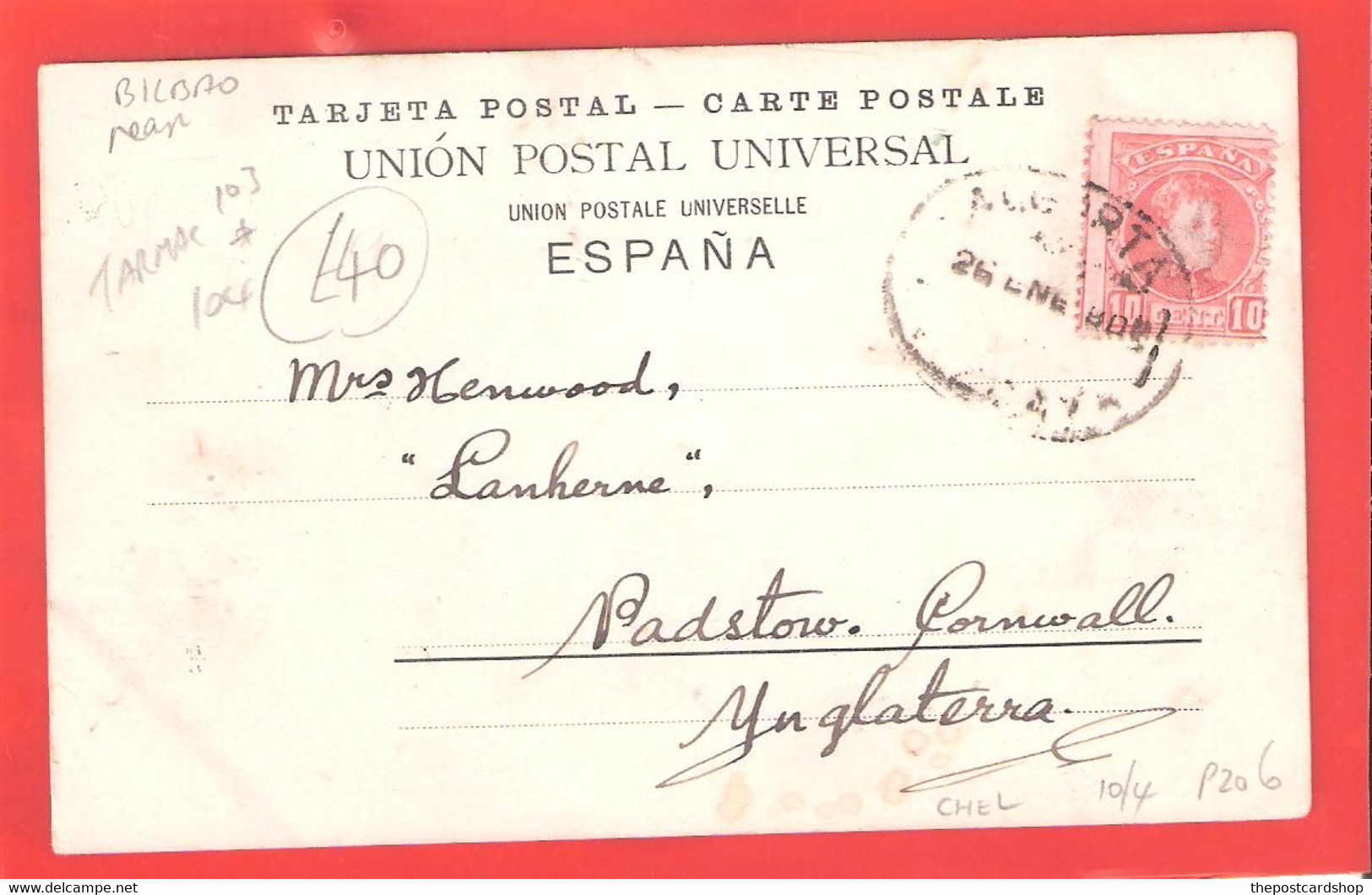 SPAIN ESPANA BEGONA - BILBAO ROMMLER & JONAS DRESDEN16641 A,12  1905 DOS NON DIVISE CIRCULADO RARE - Vizcaya (Bilbao)