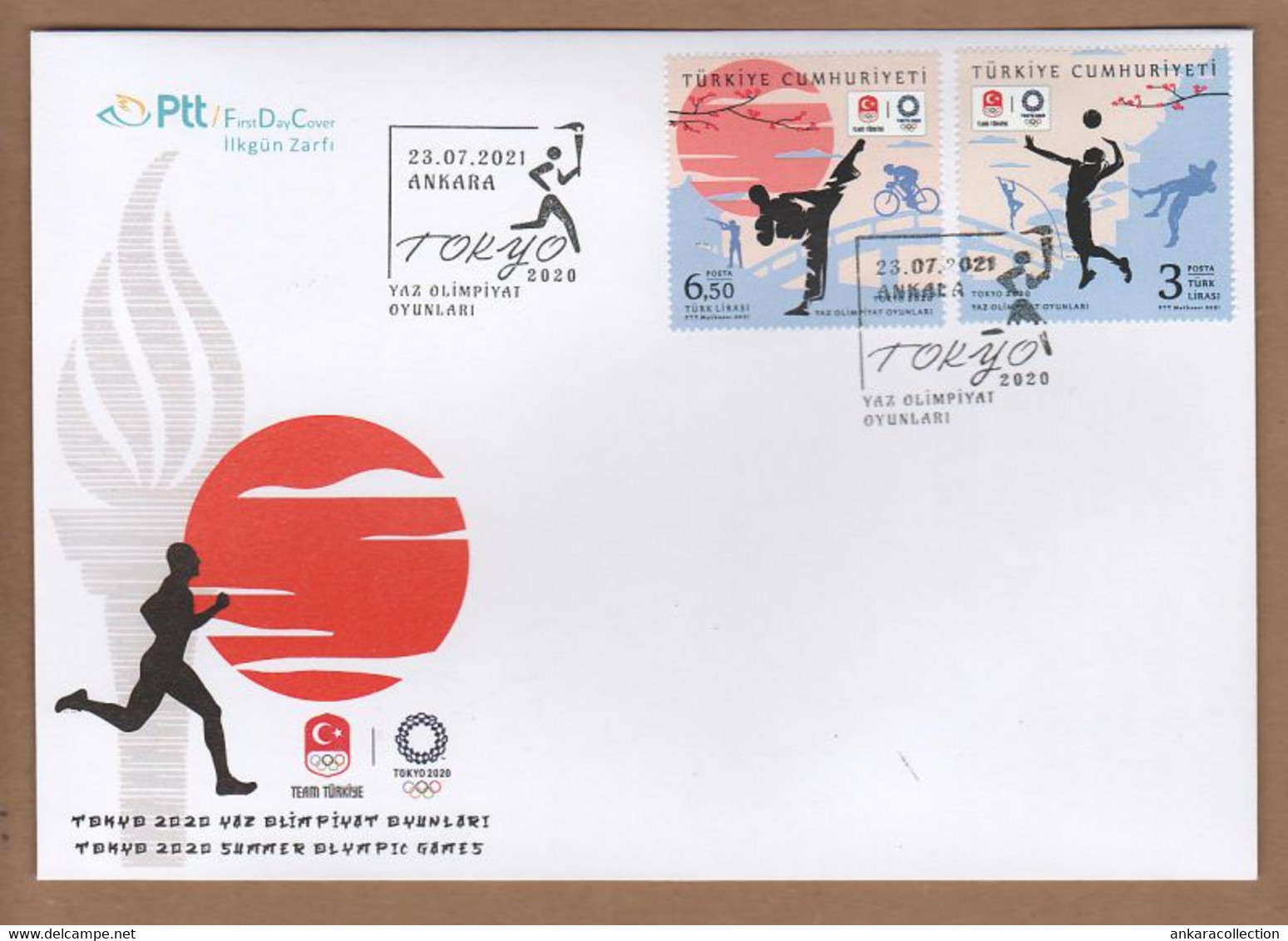 AC -  TURKEY FDC  - TOKYO 2020 SUMMER OLYMPIC GAMES ANKARA, 23 JULY 2021 - FDC