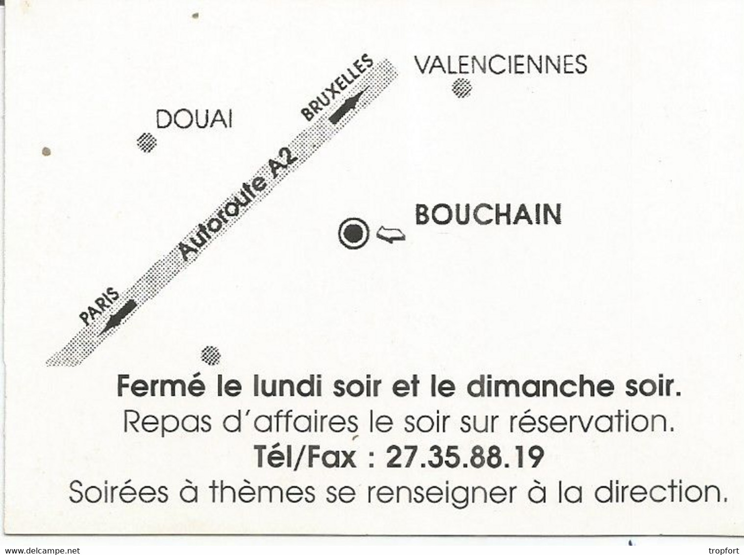 F129 / Carte Publicitaire De Visite PUB Advertising Card / RESTAURANT GRILL La COTE A L'OS  (59) BOUCHAIN - Bouchain